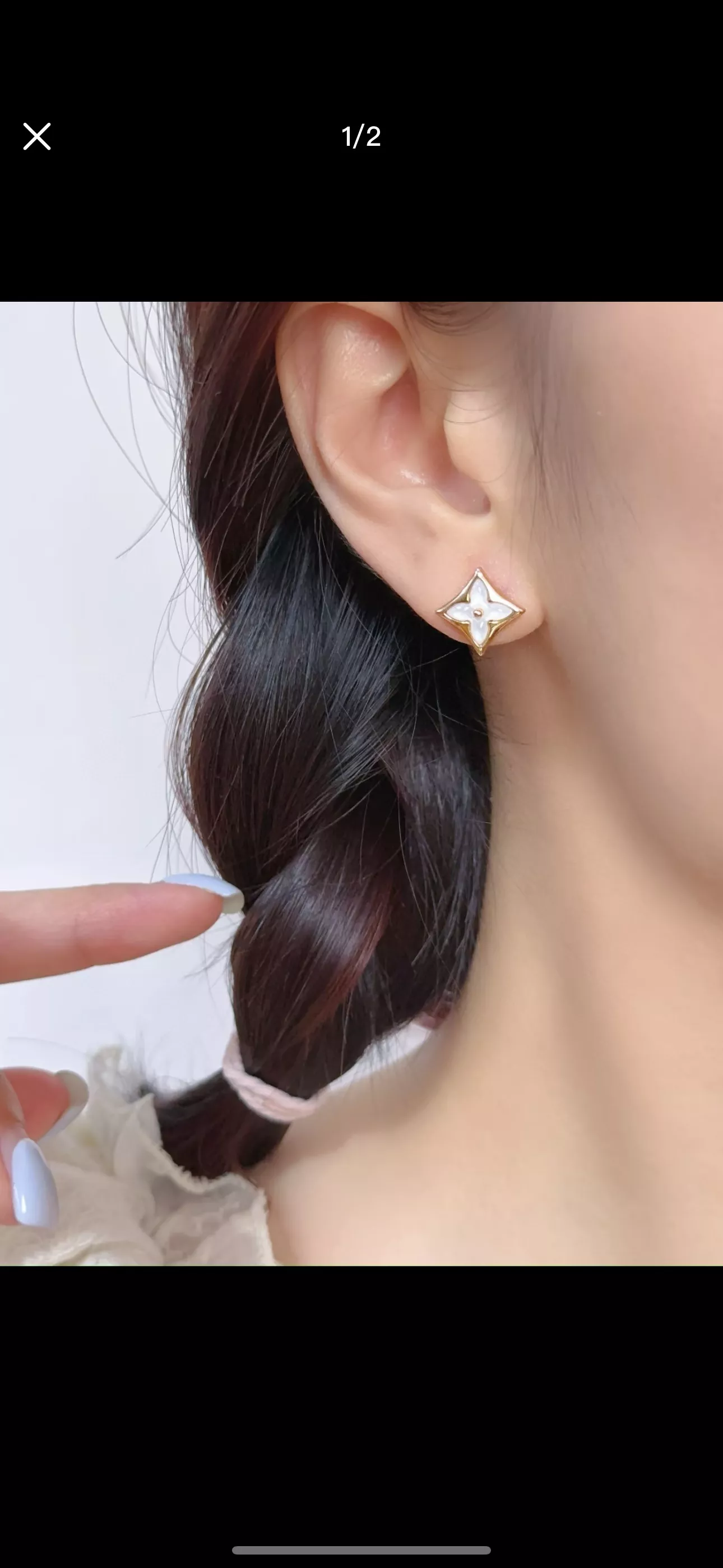 루이비통 컬러 블라썸 화이트 자개 비대칭 AB 귀걸이 상세 이미지 29