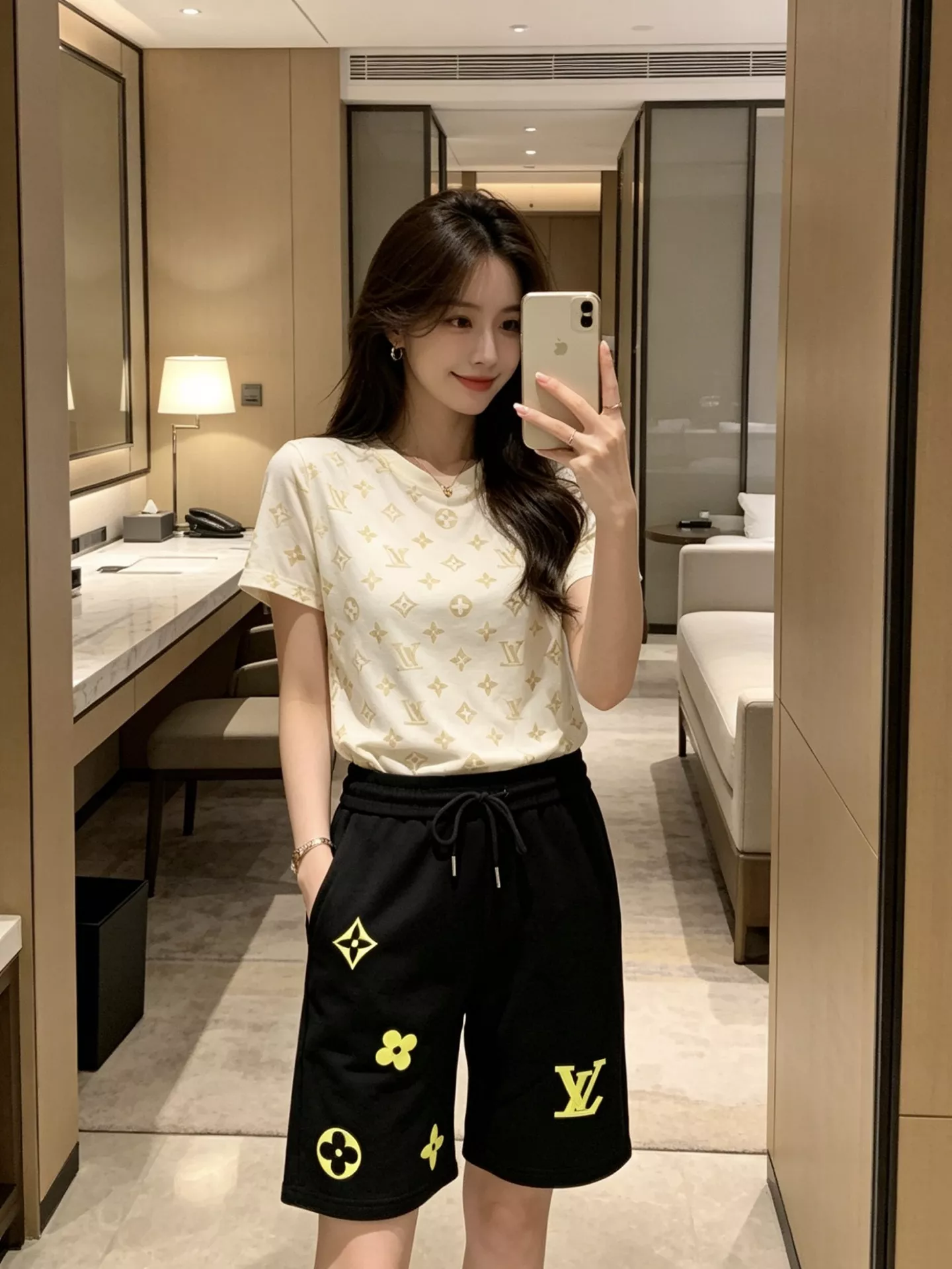 루이비통 형광 로고 디테일 하프 팬츠 상세 이미지 13