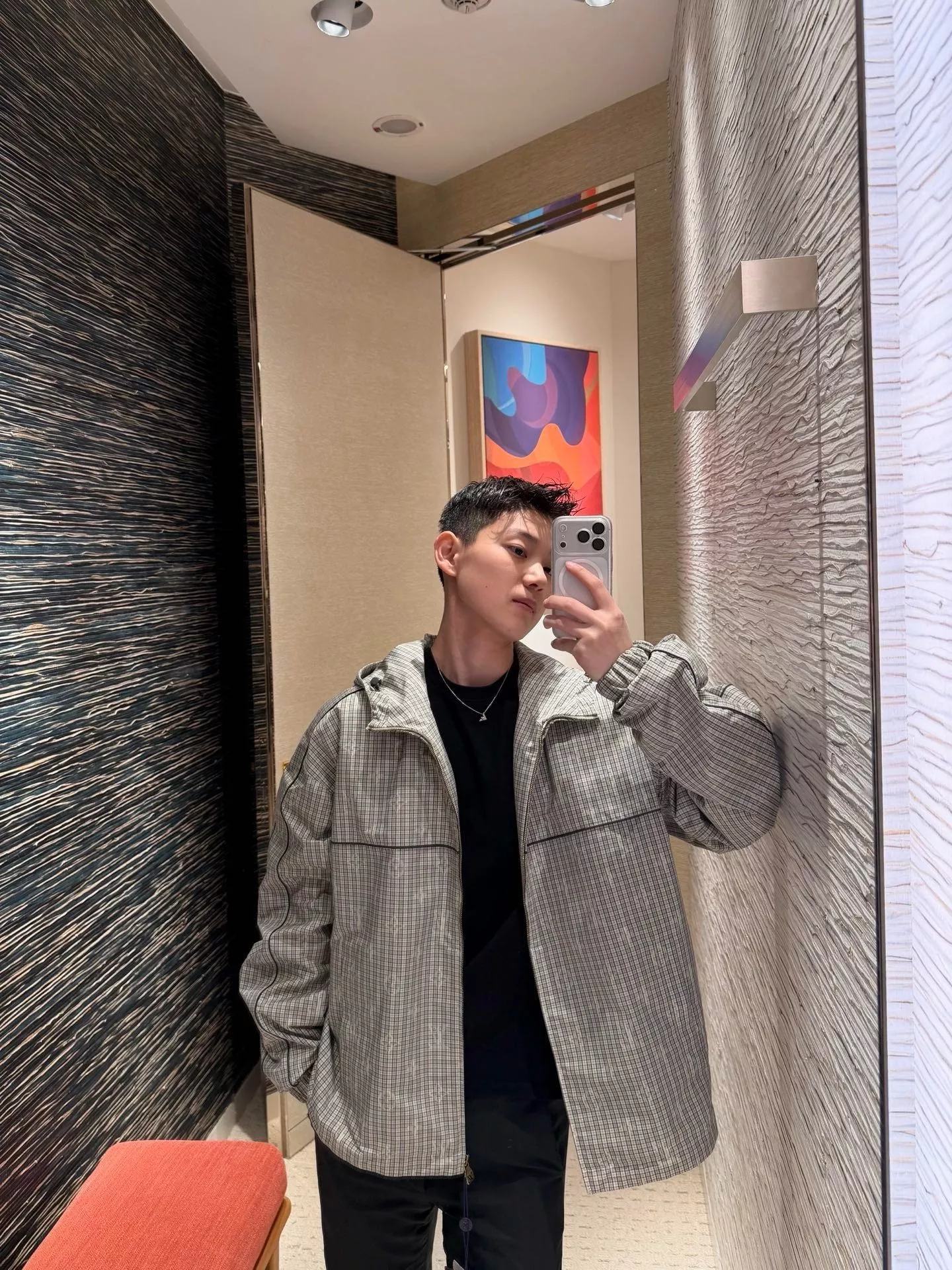 루이비통 격자 패턴 방풍 재킷 상세 이미지 16