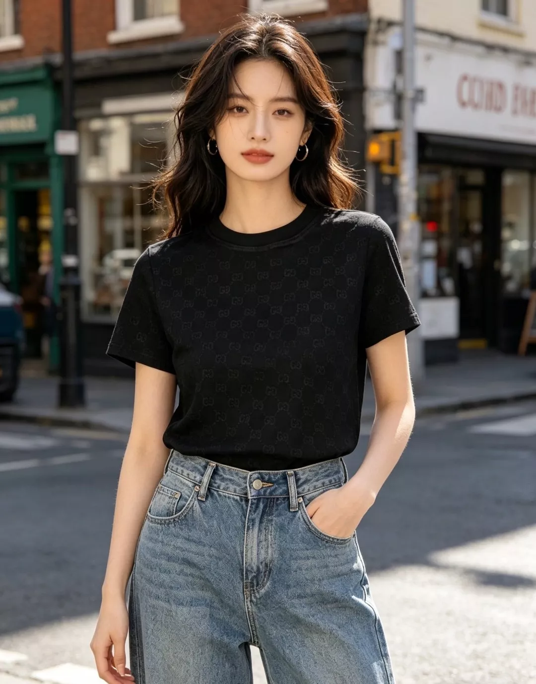 구찌 더블 G 자카드 반소매 니트 탑 상세 이미지 12