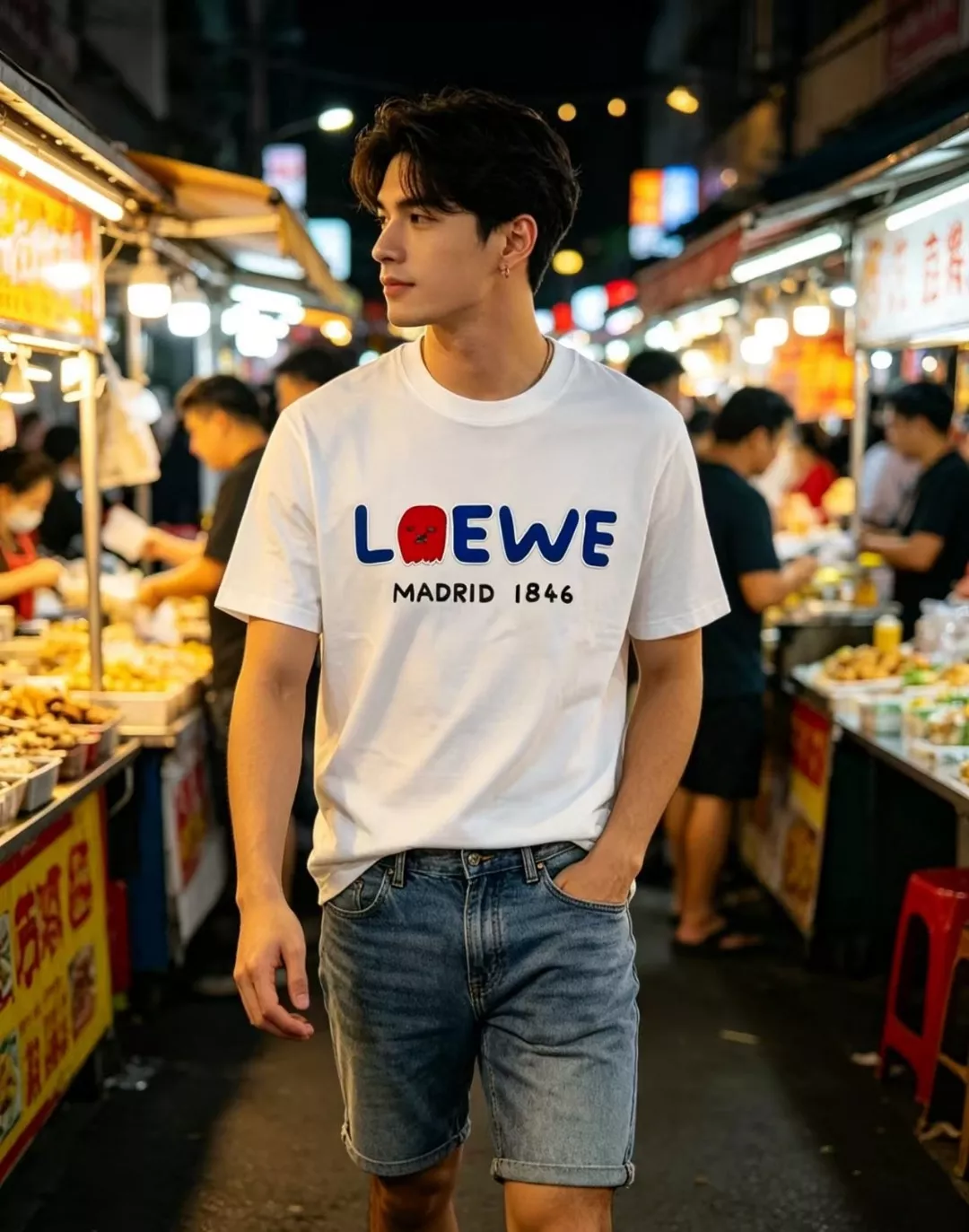 로에베 기념 한정 플로킹 패치 반소매 티셔츠 상세 이미지 18