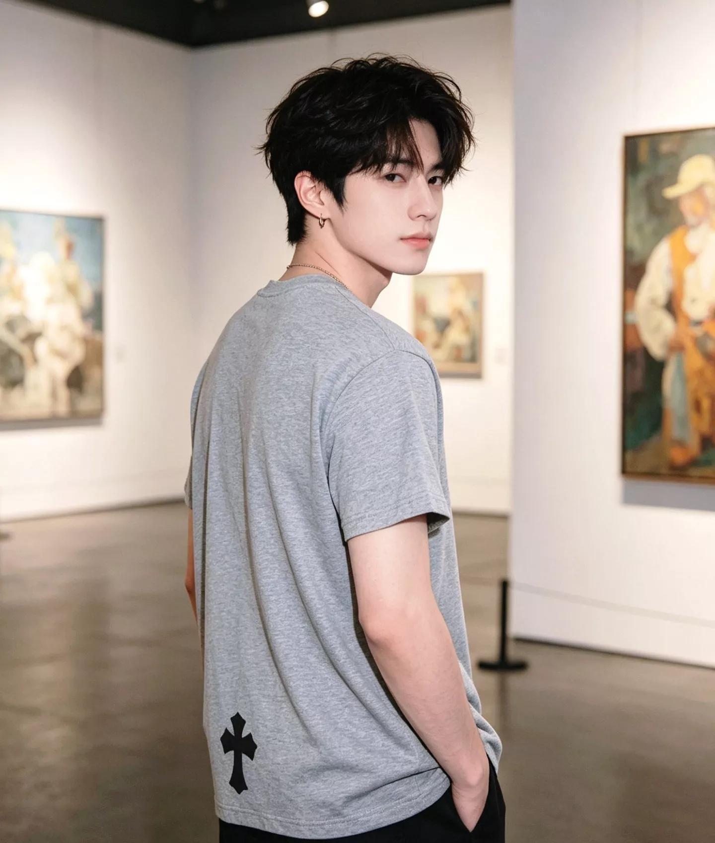 크롬하츠 포켓 가죽 패치 십자가 라운드넥 반소매 티셔츠 상세 이미지 16
