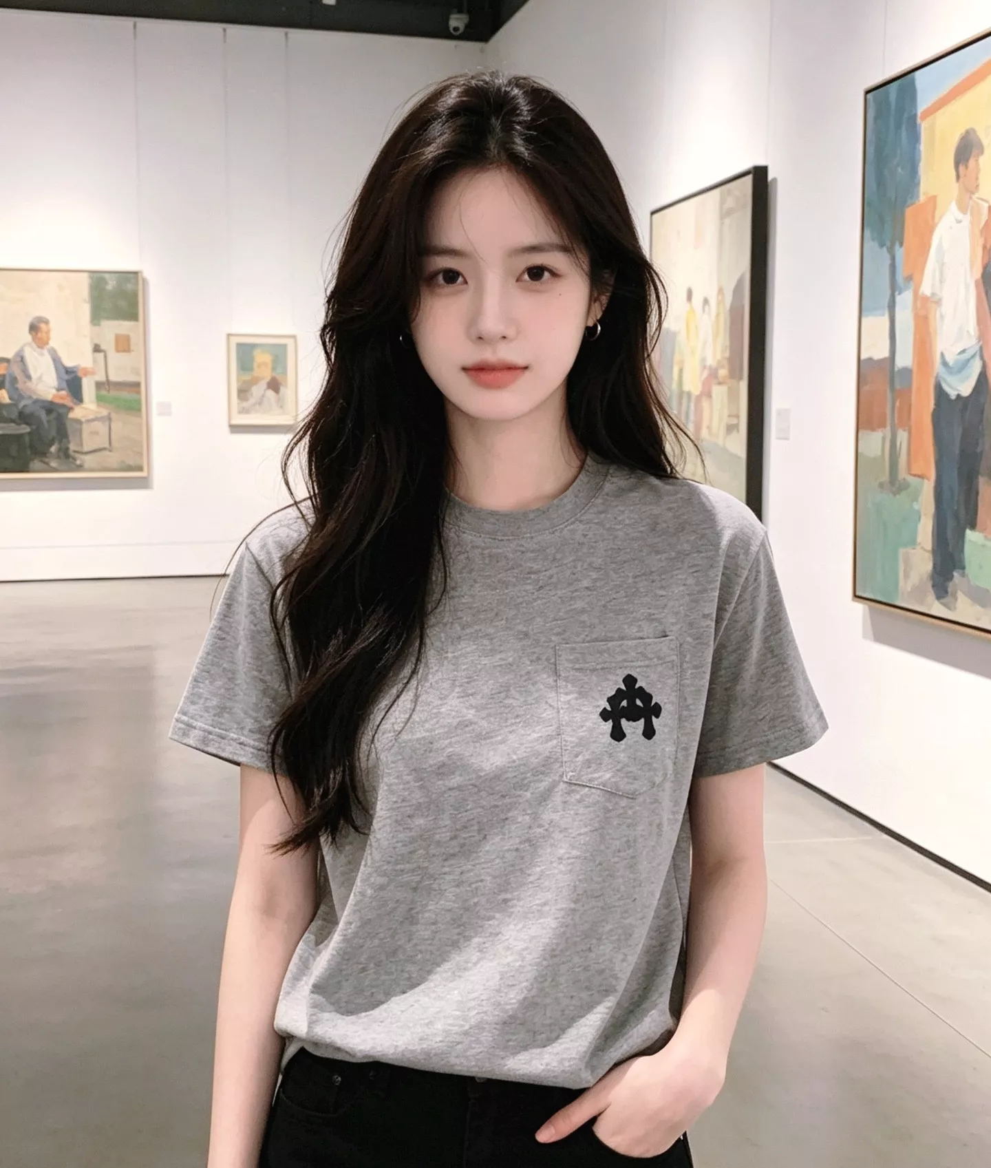 크롬하츠 포켓 가죽 패치 십자가 라운드넥 반소매 티셔츠 상세 이미지 12