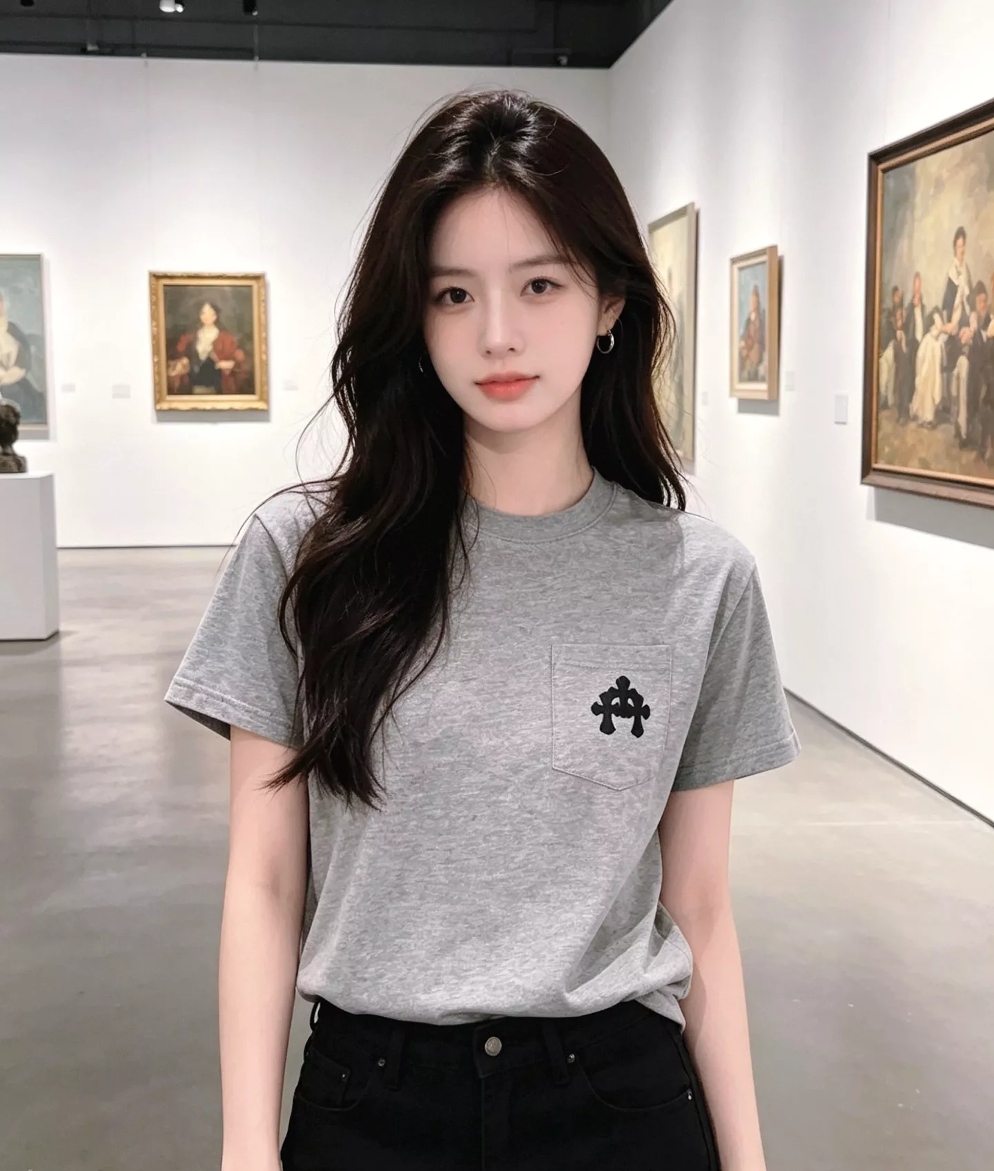 크롬하츠 포켓 가죽 패치 십자가 라운드넥 반소매 티셔츠 상세 이미지 11