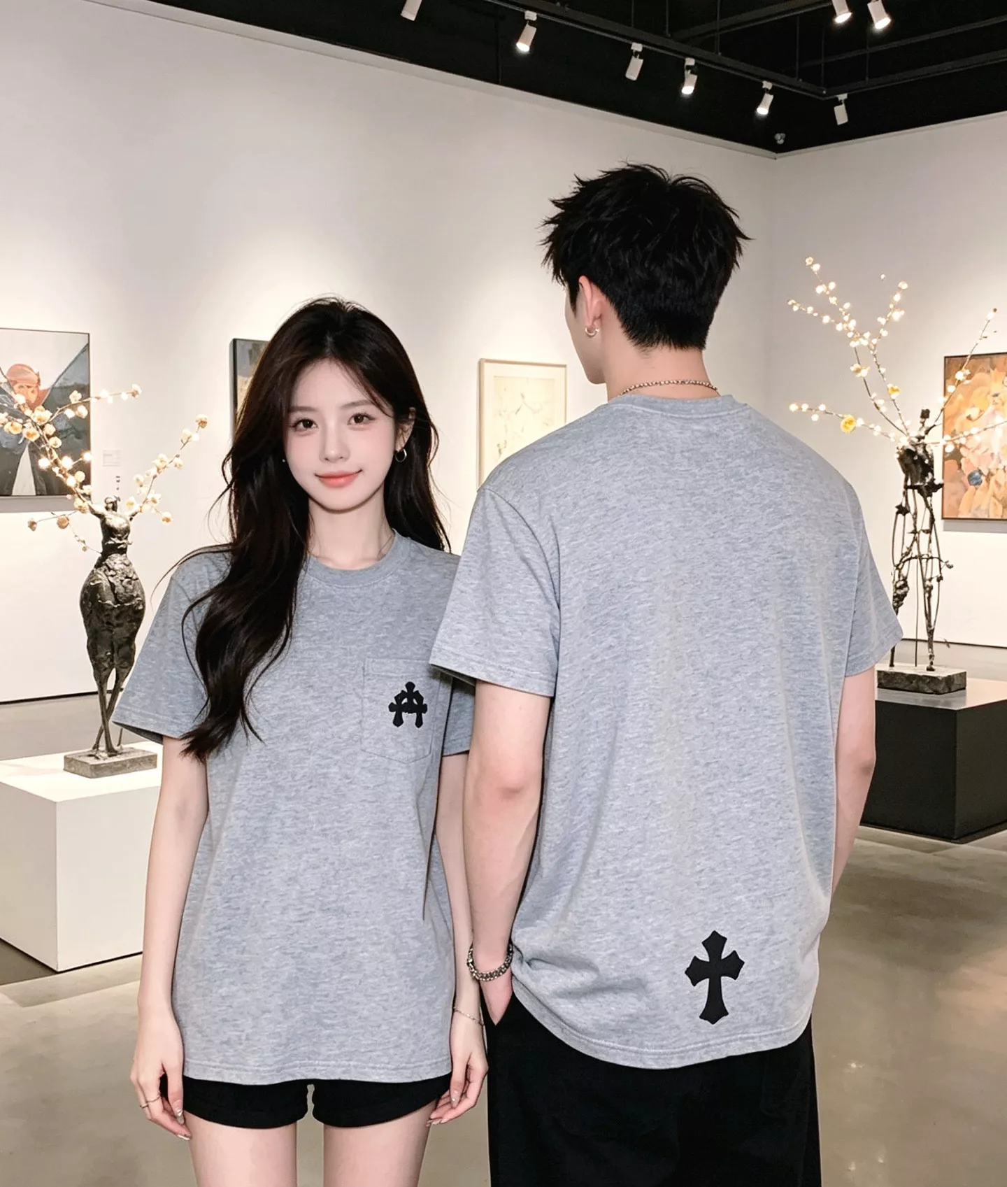 크롬하츠 포켓 가죽 패치 십자가 라운드넥 반소매 티셔츠 상세 이미지 17