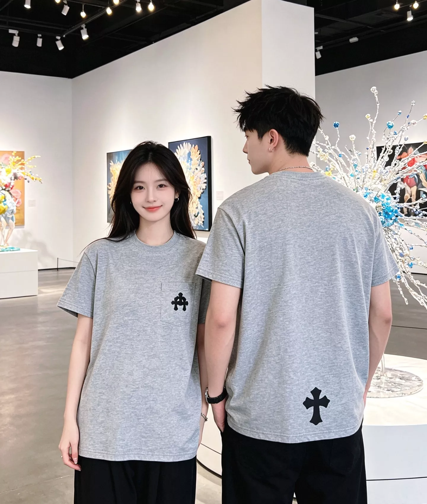 크롬하츠 포켓 가죽 패치 십자가 라운드넥 반소매 티셔츠 상세 이미지 19