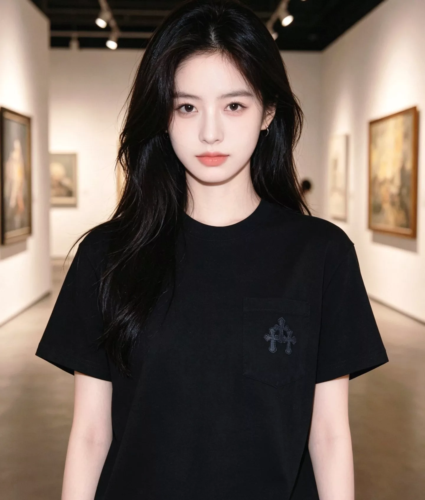 크롬하츠 포켓 배색 십자가 라운드넥 반소매 티셔츠 상세 이미지 11