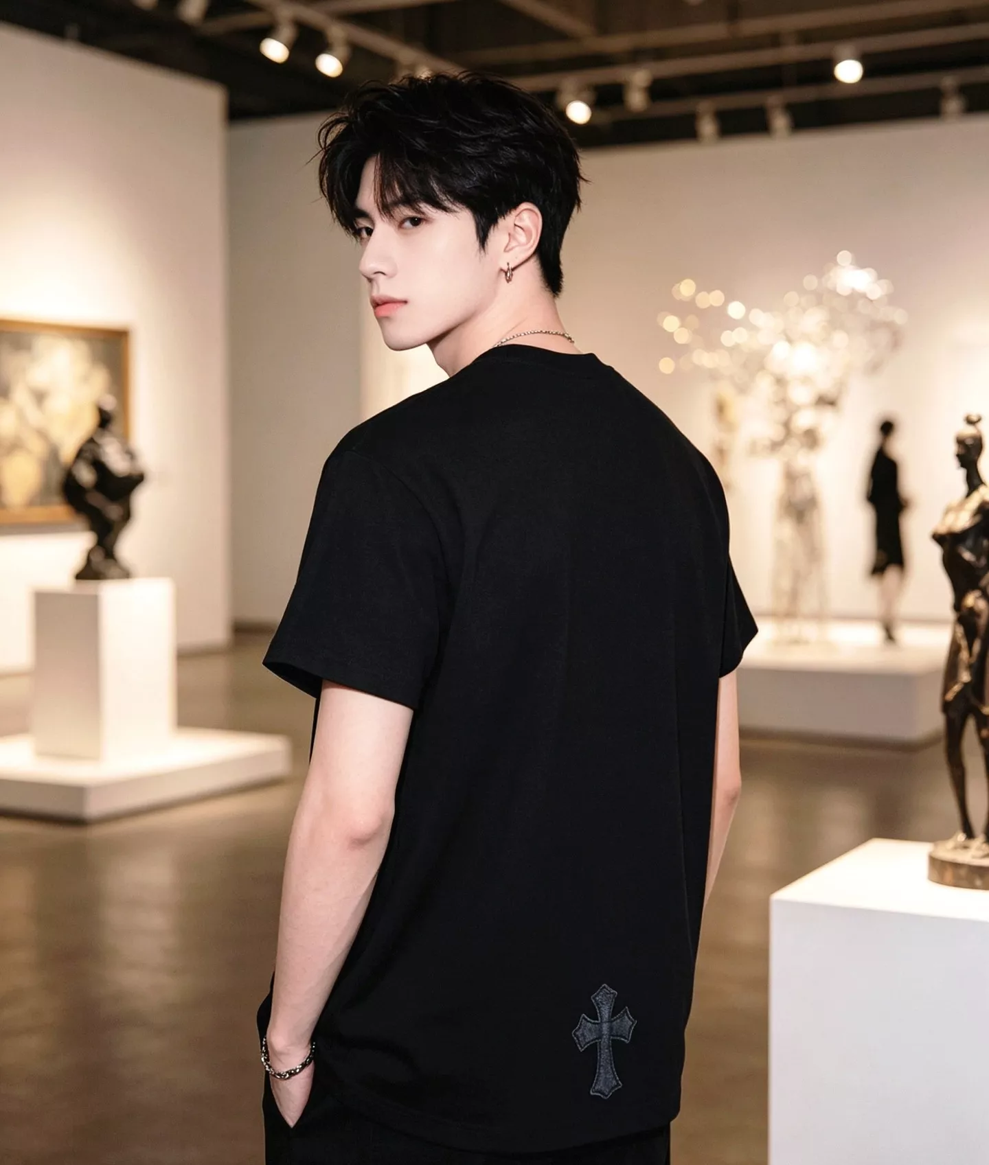 크롬하츠 포켓 배색 십자가 라운드넥 반소매 티셔츠 상세 이미지 14