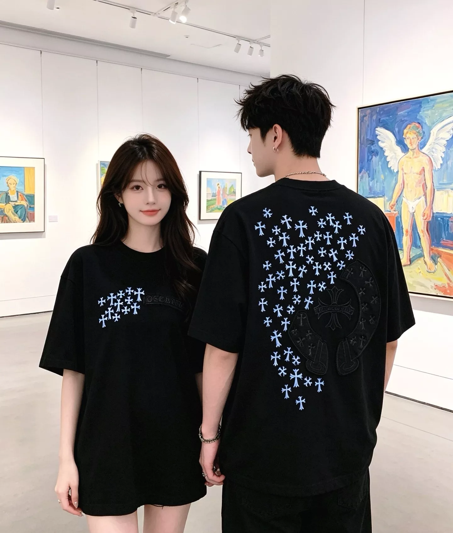 크롬하츠 말굽 패치 자수 원형 넥 반소매 티셔츠 상세 이미지 18