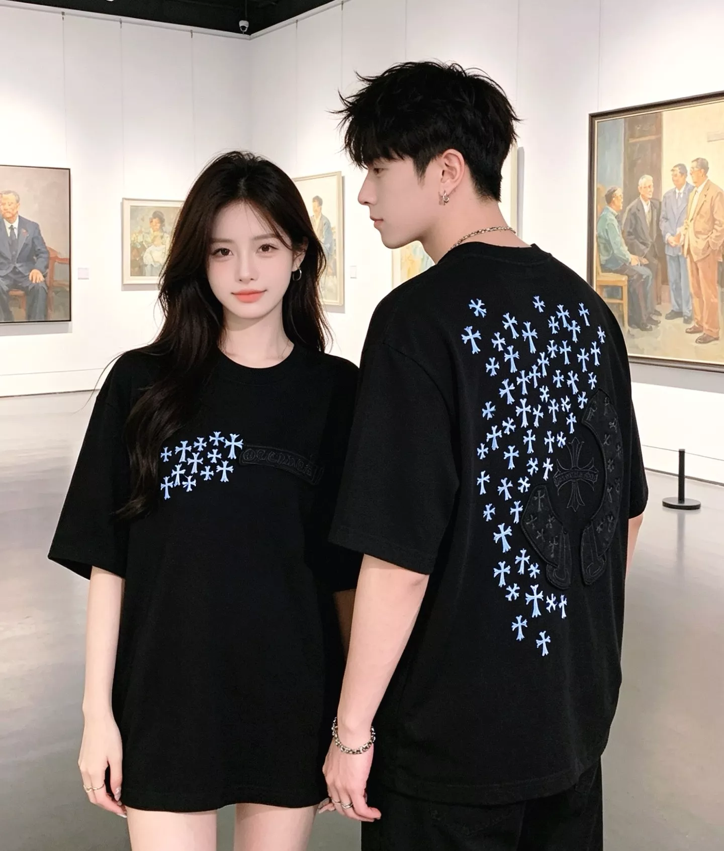 크롬하츠 말굽 패치 자수 원형 넥 반소매 티셔츠 상세 이미지 19