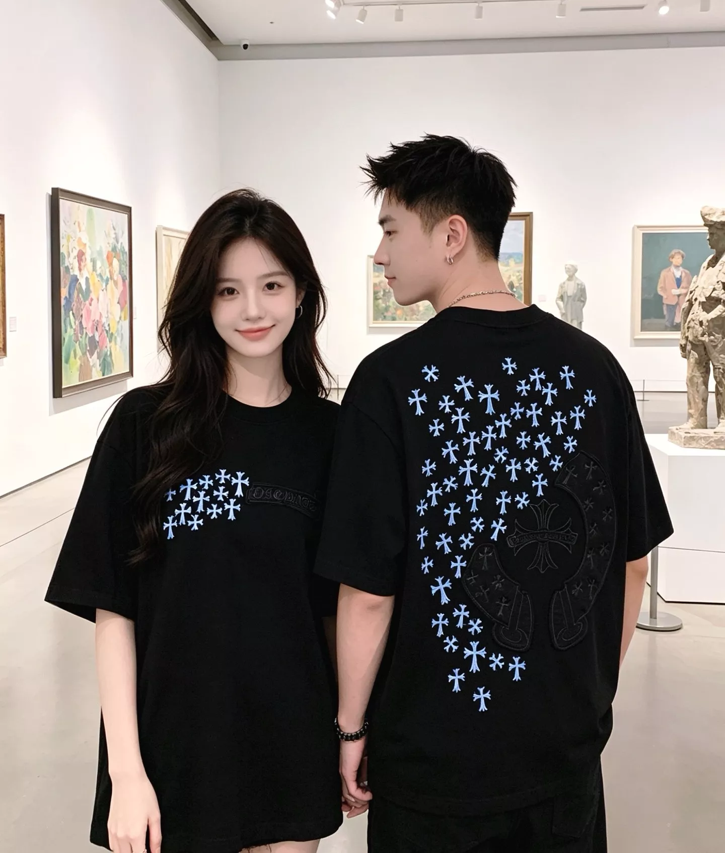 크롬하츠 말굽 패치 자수 원형 넥 반소매 티셔츠 상세 이미지 17