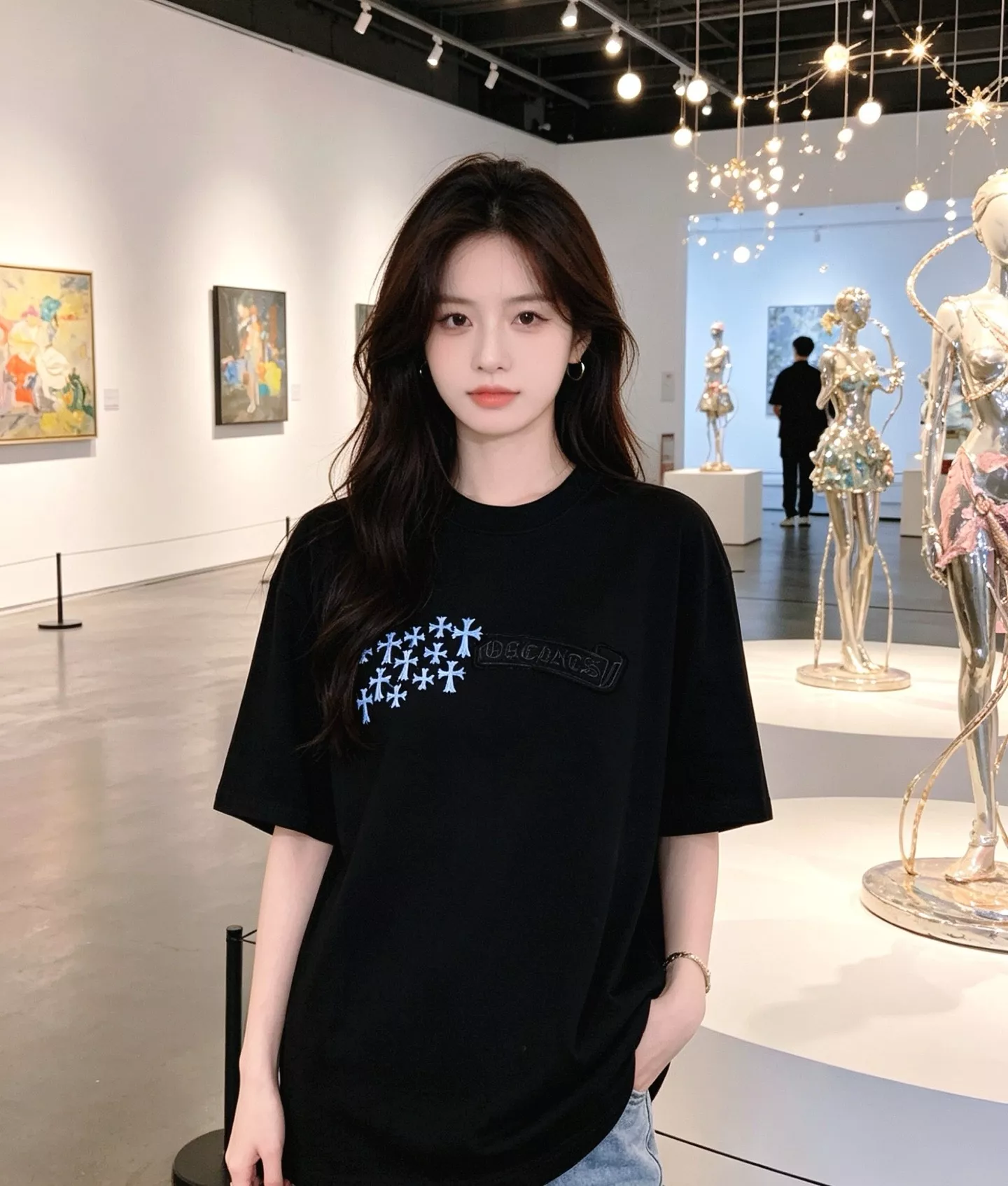 크롬하츠 말굽 패치 자수 원형 넥 반소매 티셔츠 상세 이미지 11