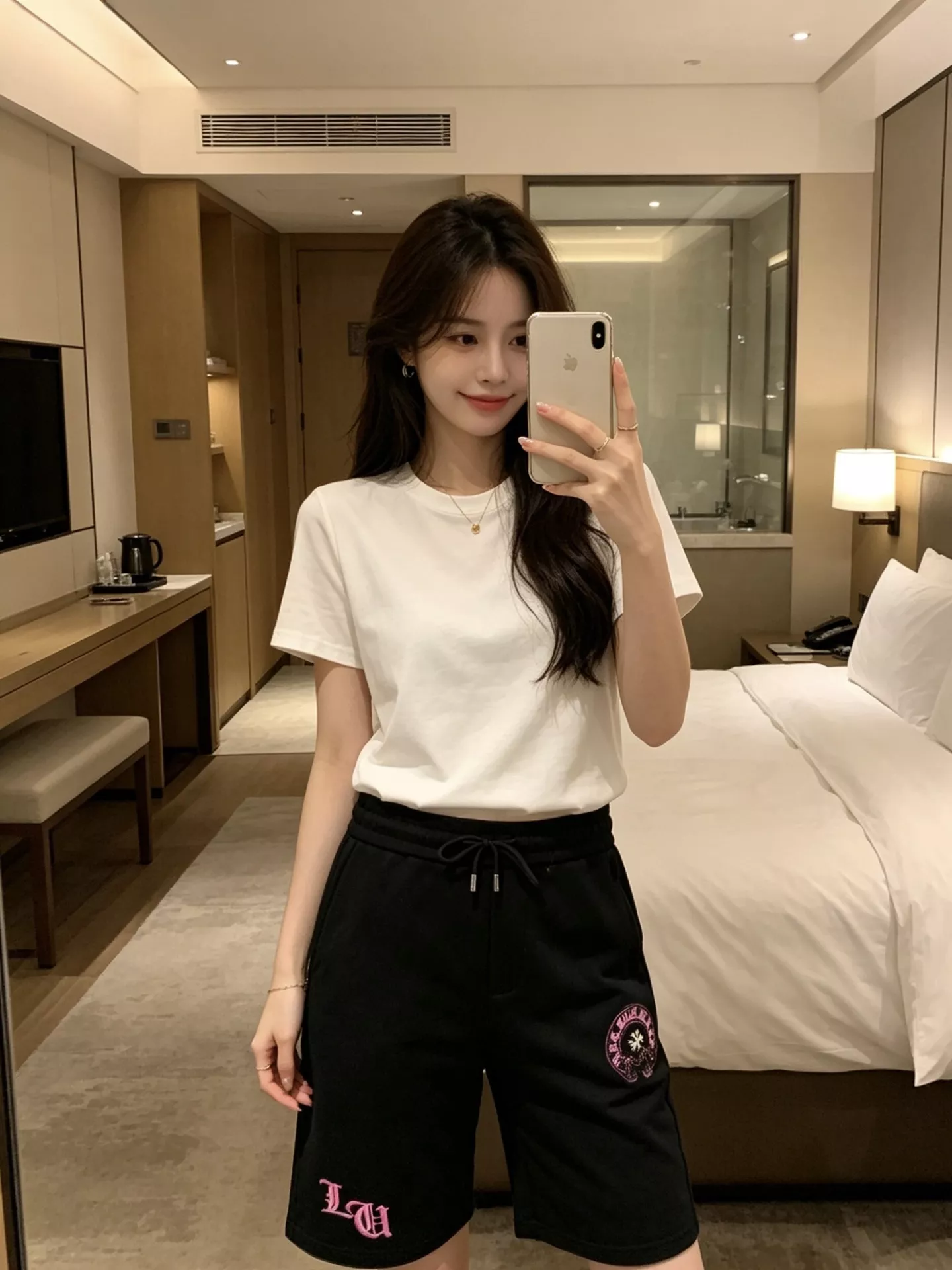 크롬하츠 십자가 자수 디테일 하프 팬츠 상세 이미지 11
