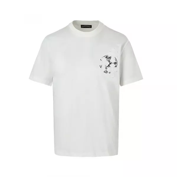 크롬하츠 십자가 아플리케 자수 반소매 티셔츠