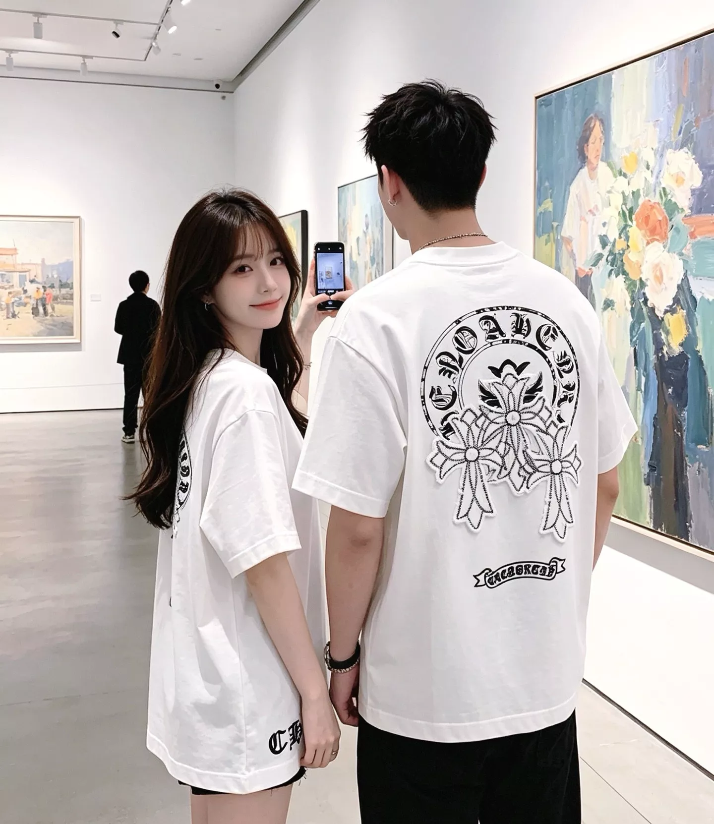 크롬하츠 말굽 삼심 십자가 패치 자수 반소매 티셔츠 상세 이미지 16