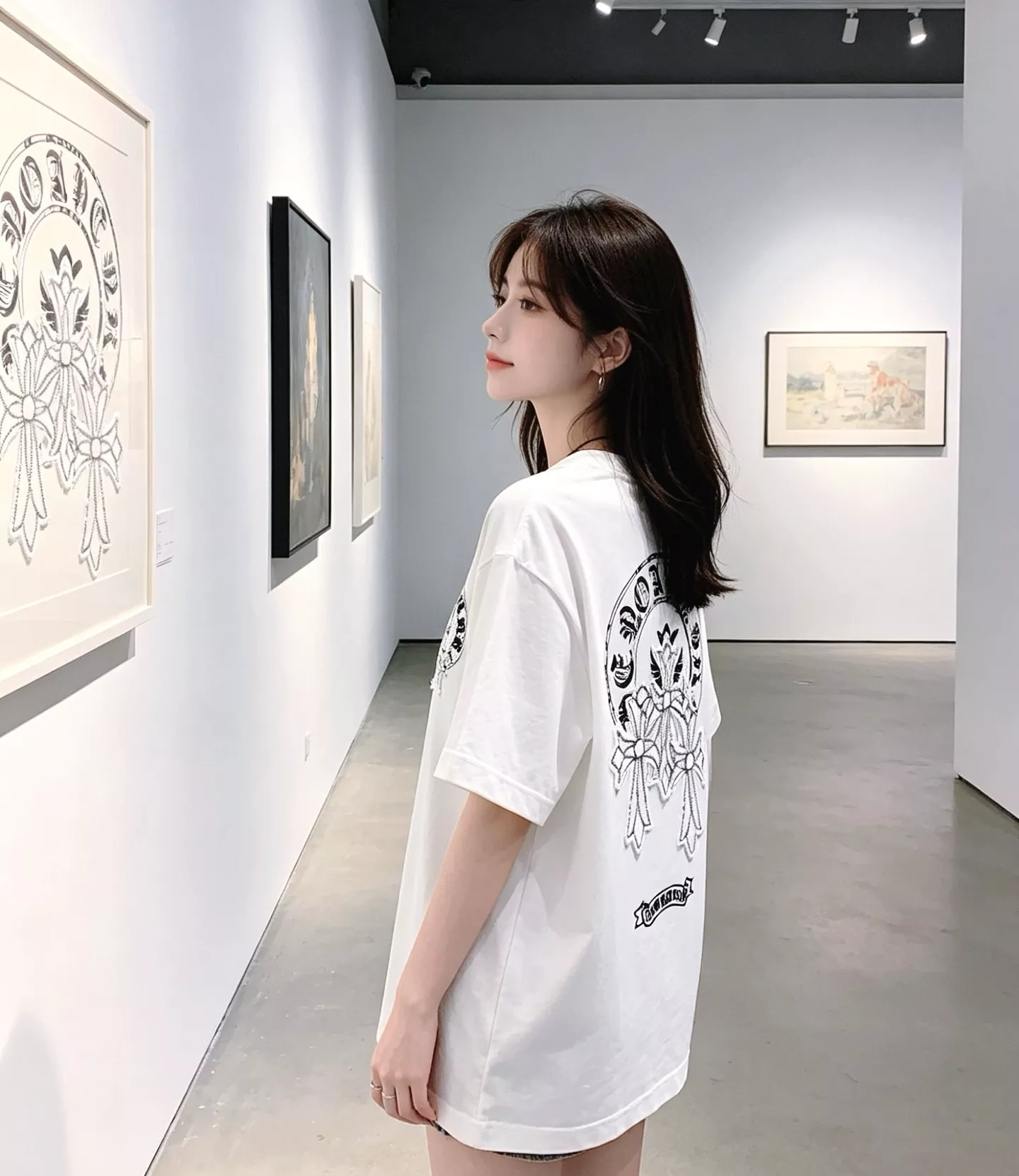 크롬하츠 말굽 삼심 십자가 패치 자수 반소매 티셔츠 상세 이미지 11