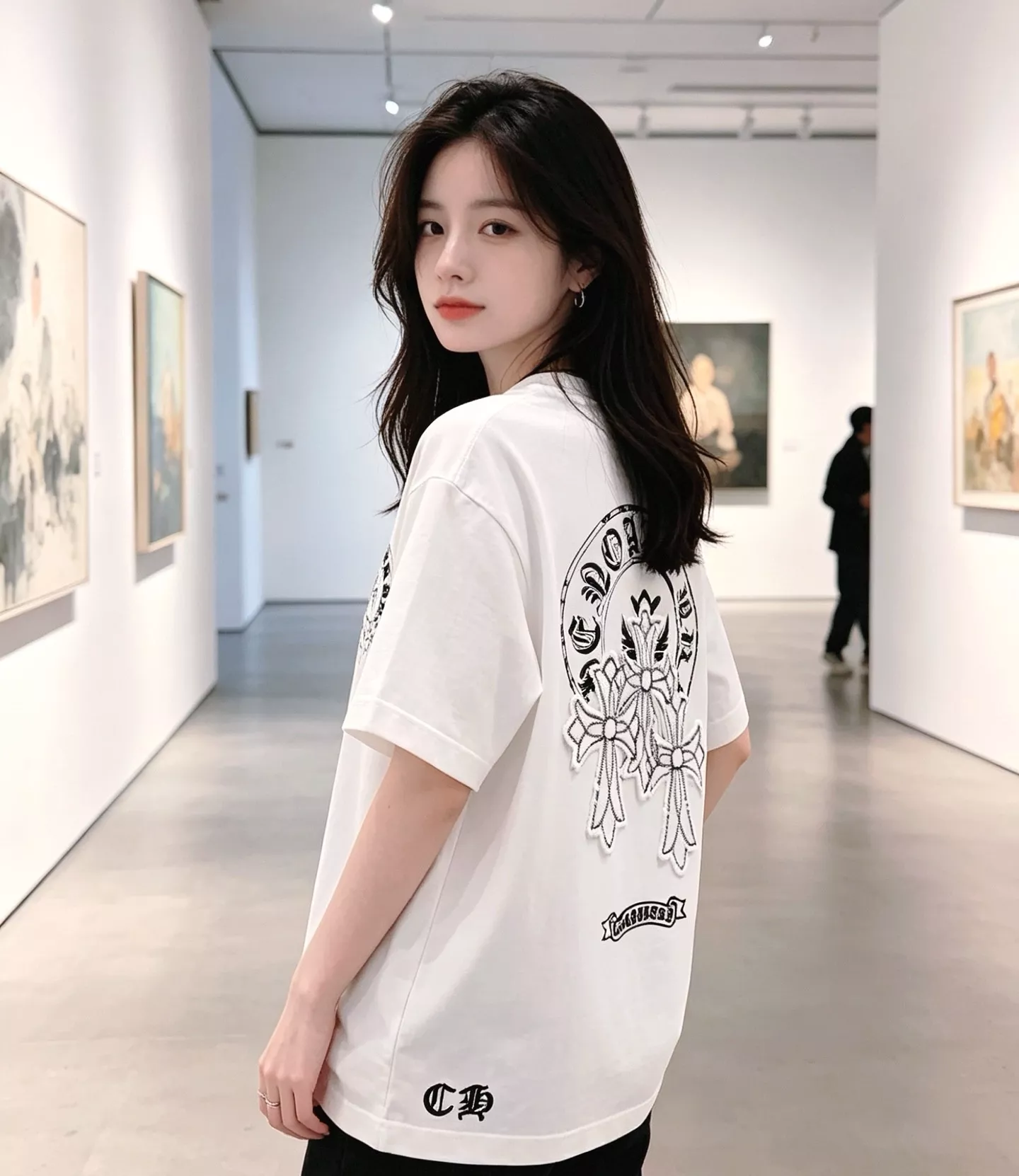 크롬하츠 말굽 삼심 십자가 패치 자수 반소매 티셔츠 상세 이미지 12