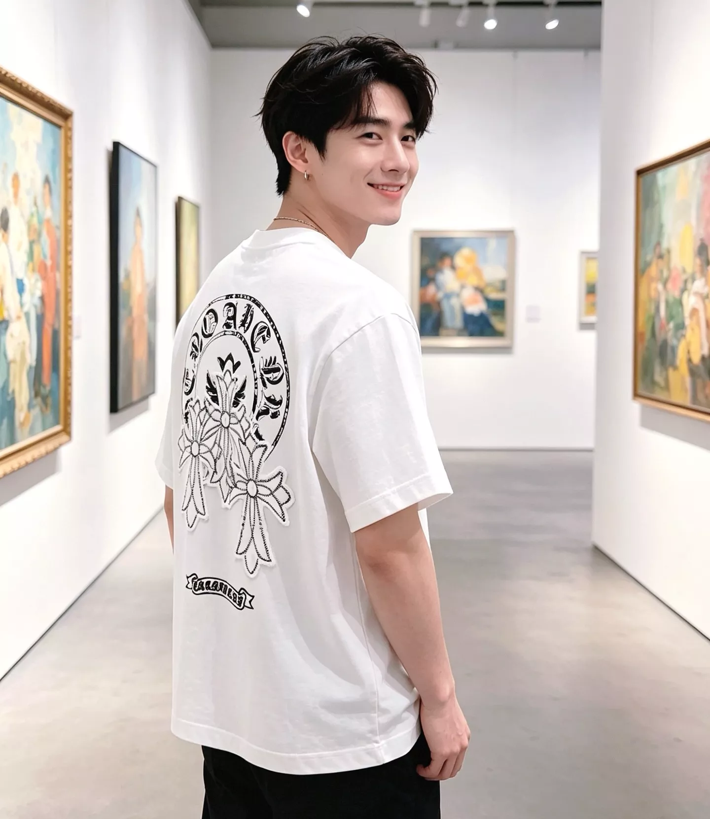 크롬하츠 말굽 삼심 십자가 패치 자수 반소매 티셔츠 상세 이미지 15