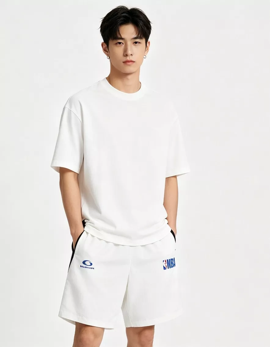 발렌시아가 NBA 협업 원형 자수 하프 팬츠 상세 이미지 12