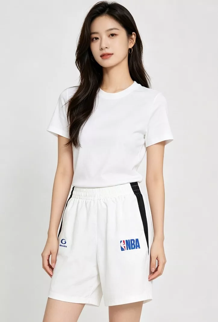 발렌시아가 NBA 협업 원형 자수 하프 팬츠 상세 이미지 14