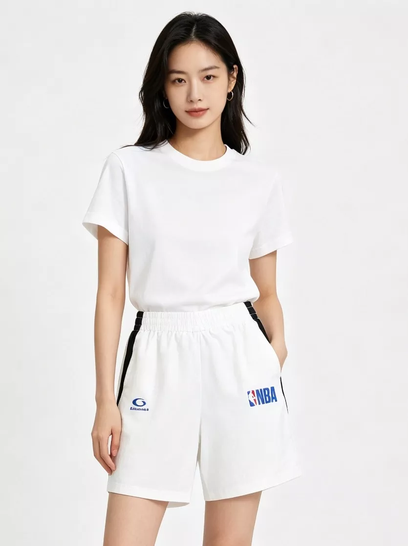 발렌시아가 NBA 협업 원형 자수 하프 팬츠 상세 이미지 11