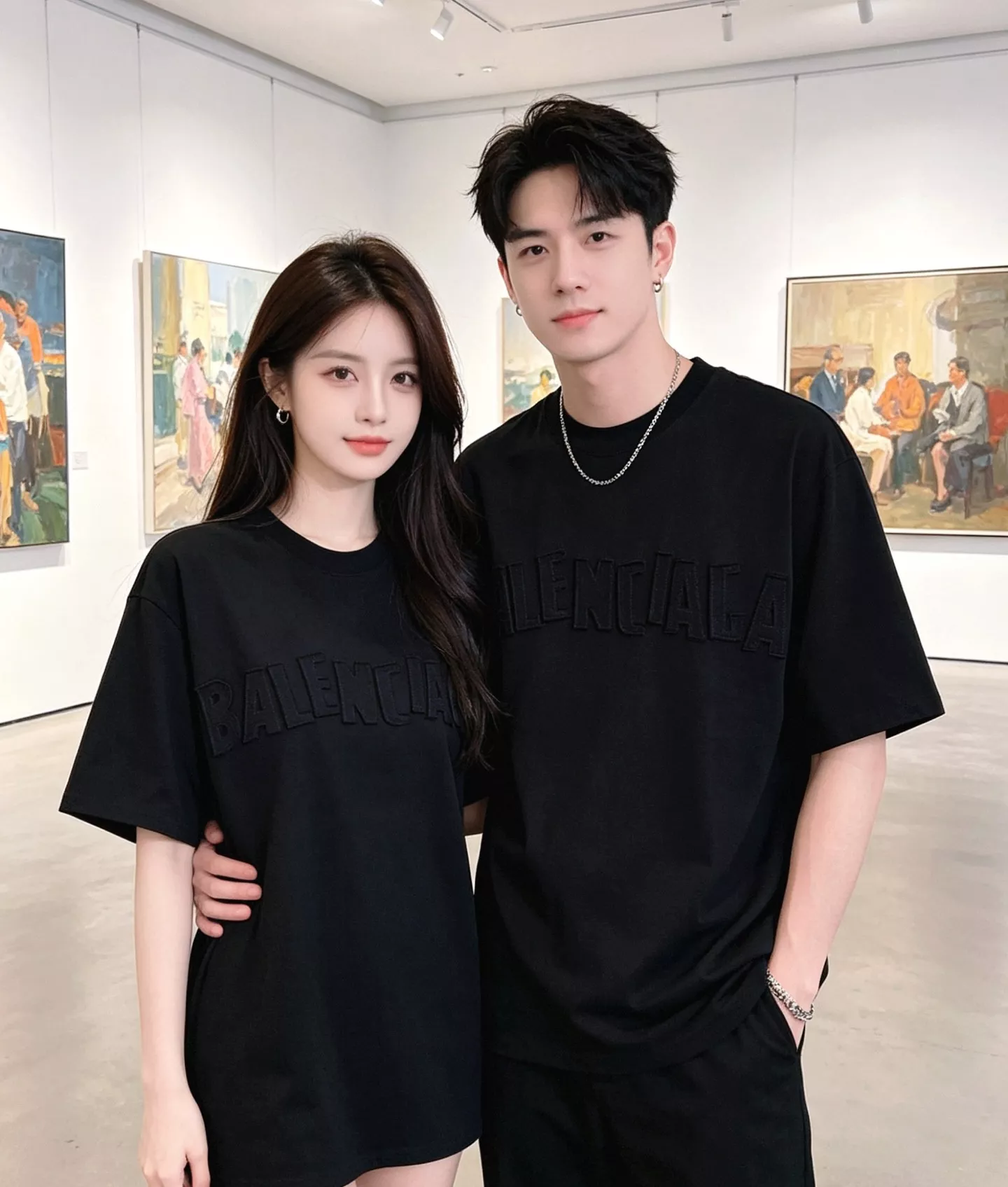 발렌시아가 빅 로고 자수 라운드넥 반소매 티셔츠 상세 이미지 18