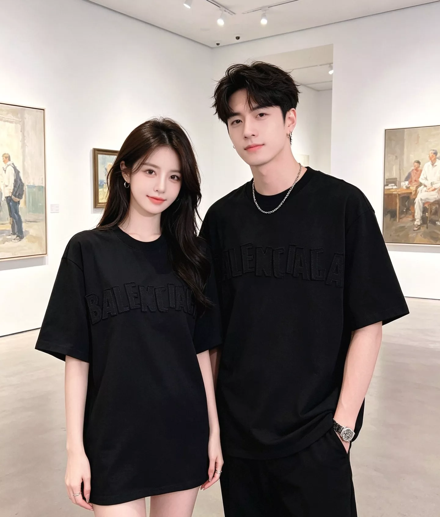 발렌시아가 빅 로고 자수 라운드넥 반소매 티셔츠 상세 이미지 19
