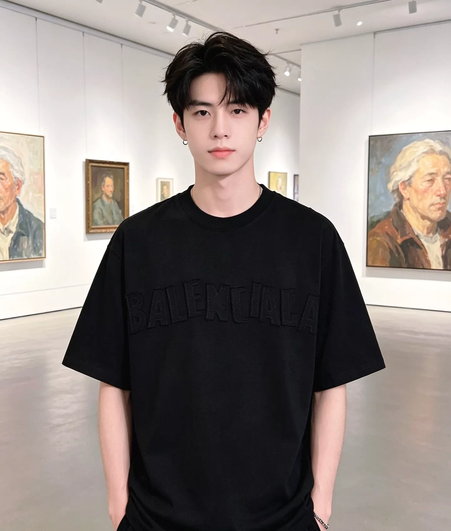 발렌시아가 빅 로고 자수 라운드넥 반소매 티셔츠 상세 이미지 16