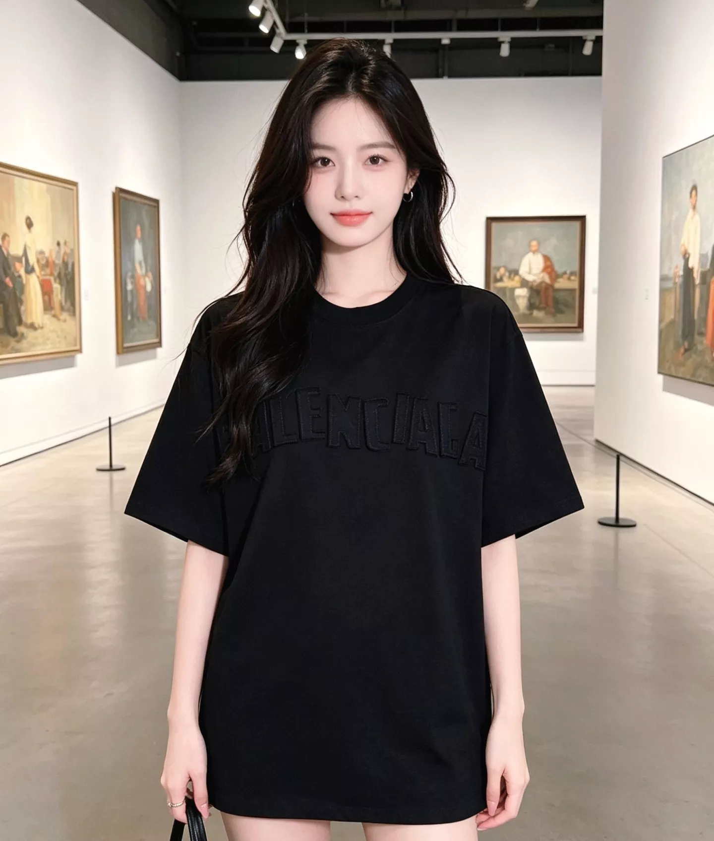 발렌시아가 빅 로고 자수 라운드넥 반소매 티셔츠 상세 이미지 11
