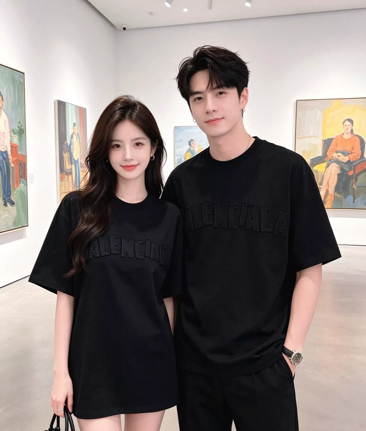 발렌시아가 빅 로고 자수 라운드넥 반소매 티셔츠 상세 이미지 17