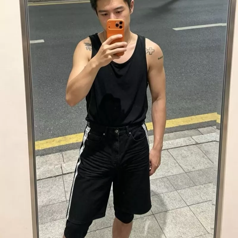 발렌시아가 더블 링 디테일 데님 하프 팬츠 상세 이미지 13