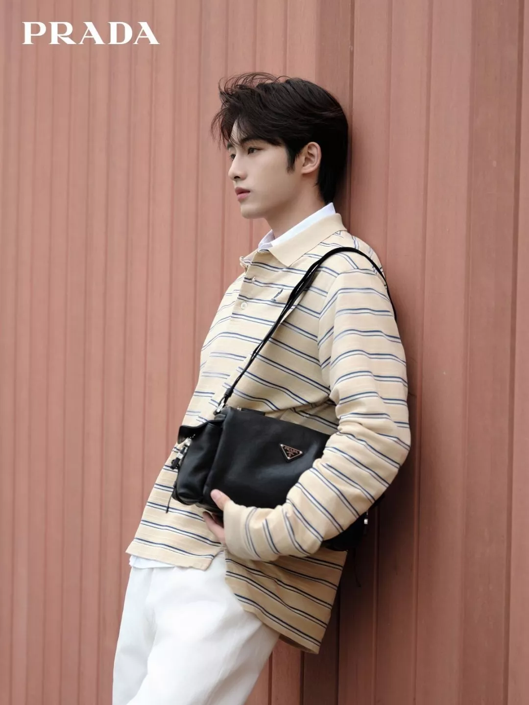 프라다 스트라이프 장식의 긴소매 폴로 티셔츠 상세 이미지 21