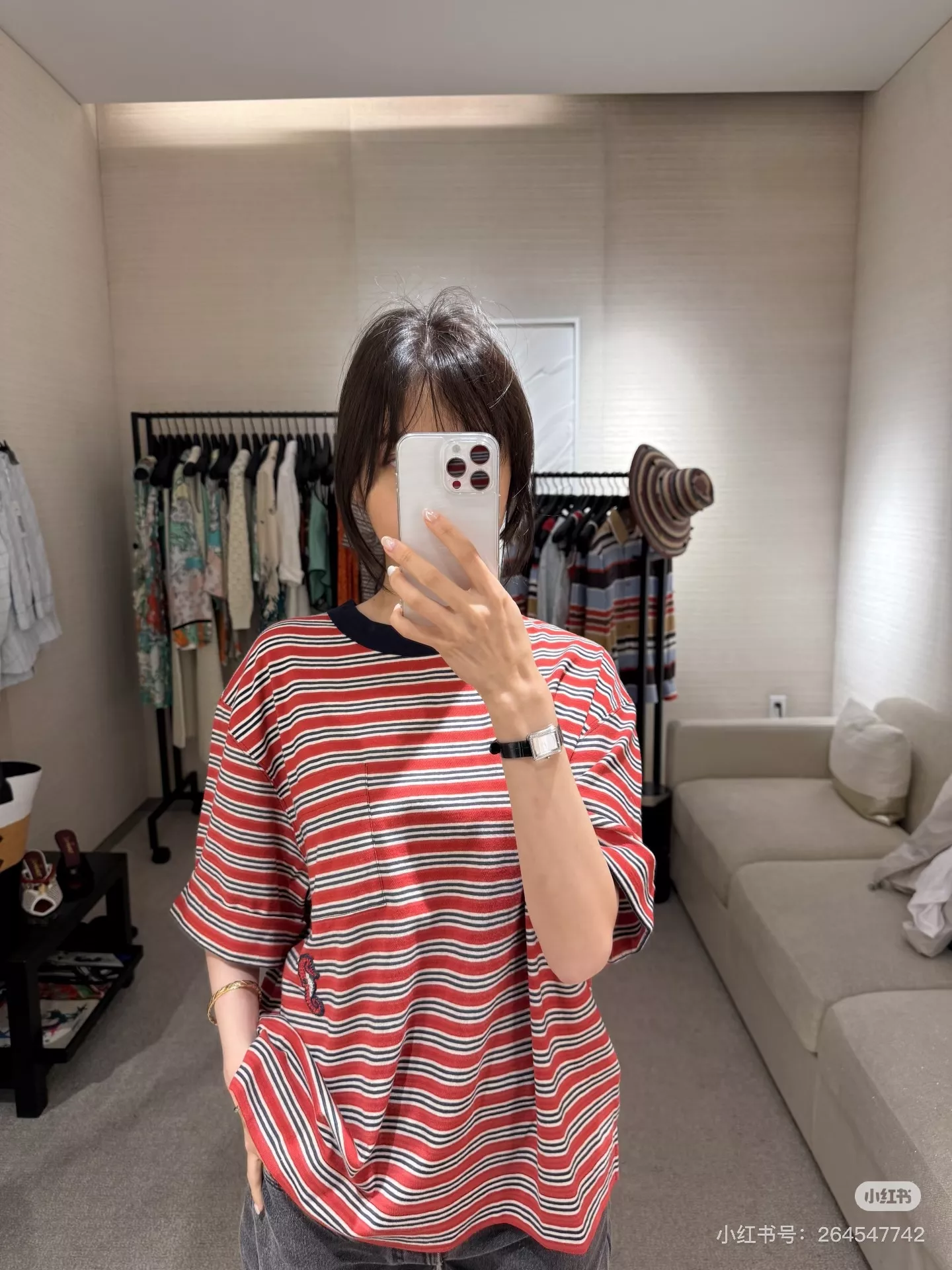 샤넬 코코 비치 스트라이프 반소매 티셔츠 상세 이미지 32