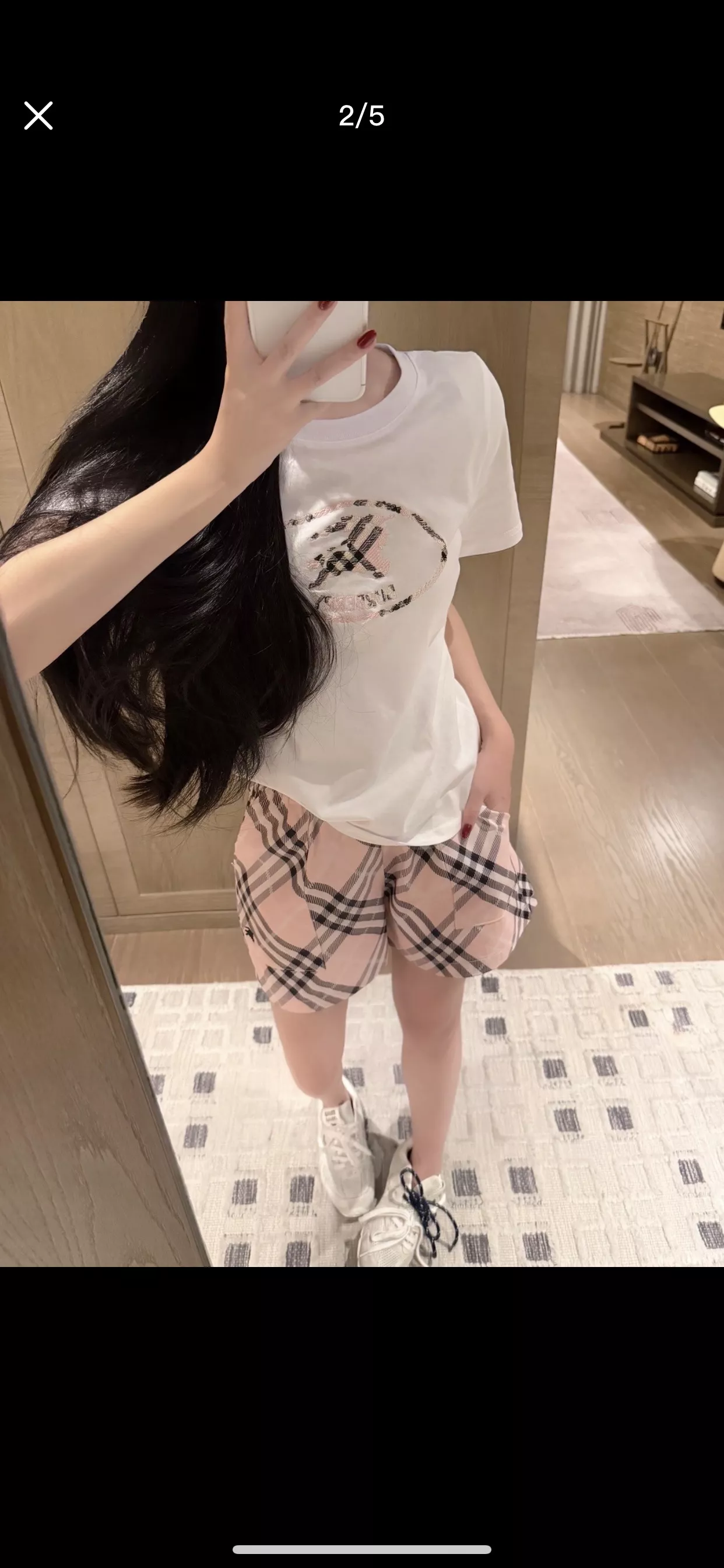 버버리 기사 문장 자수 체크 반소매 티셔츠 상세 이미지 47