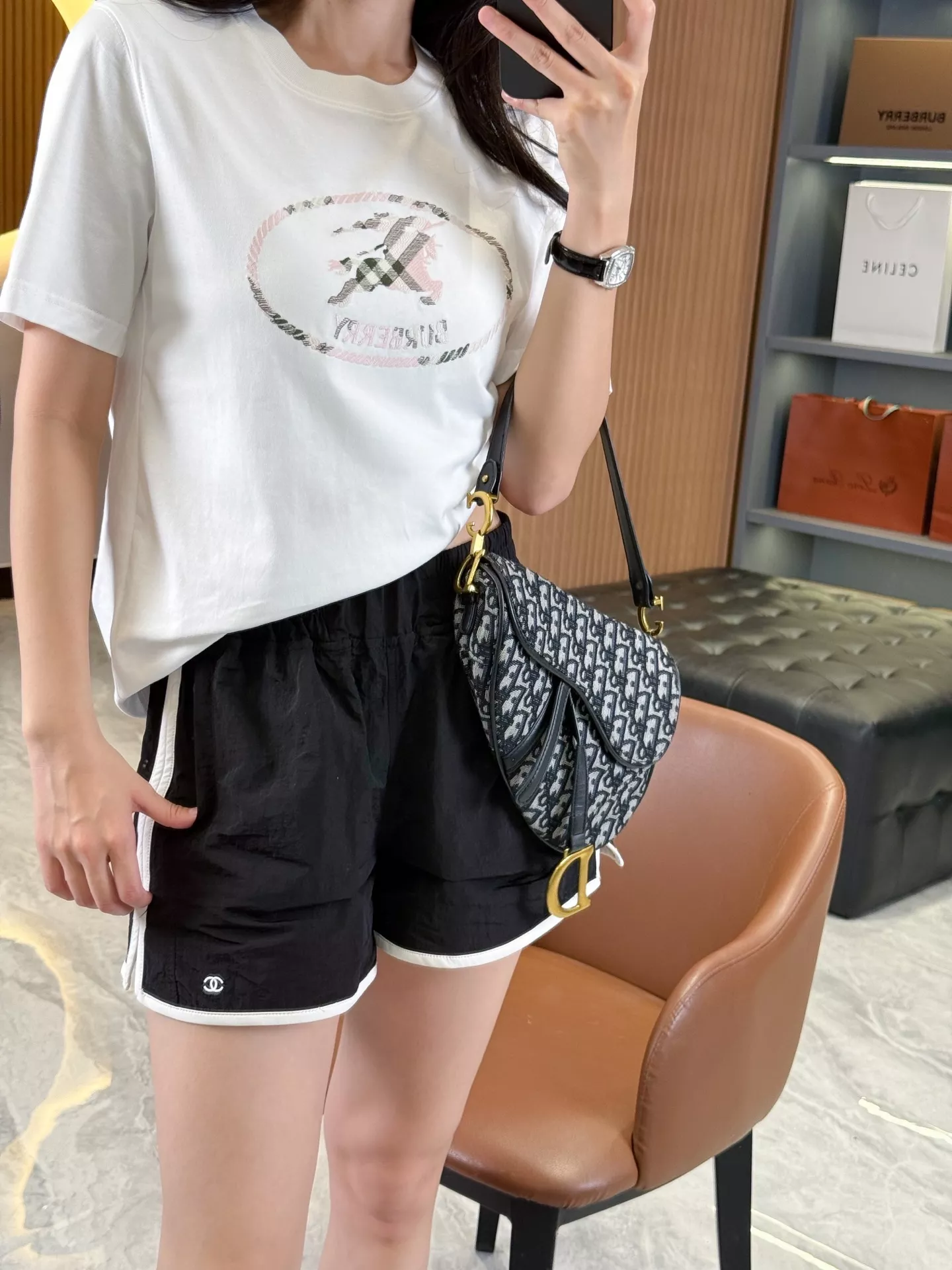 버버리 기사 문장 자수 체크 반소매 티셔츠 상세 이미지 72