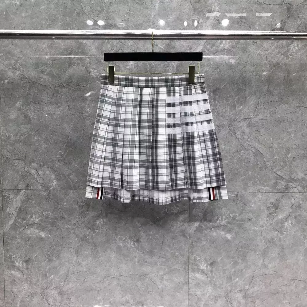 톰브라운 체크 플리츠 스커트