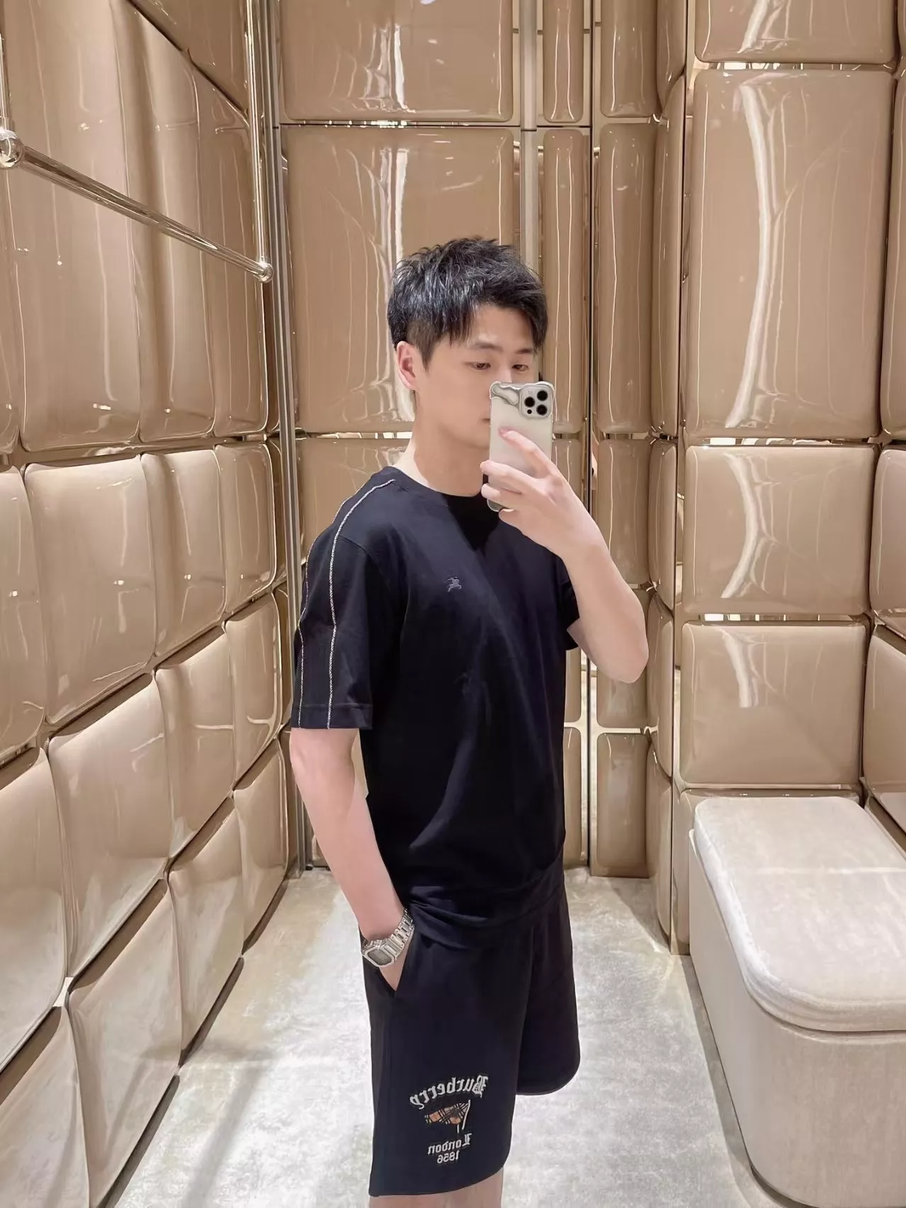 버버리 체크 플래그 레터링 반바지 상세 이미지 11