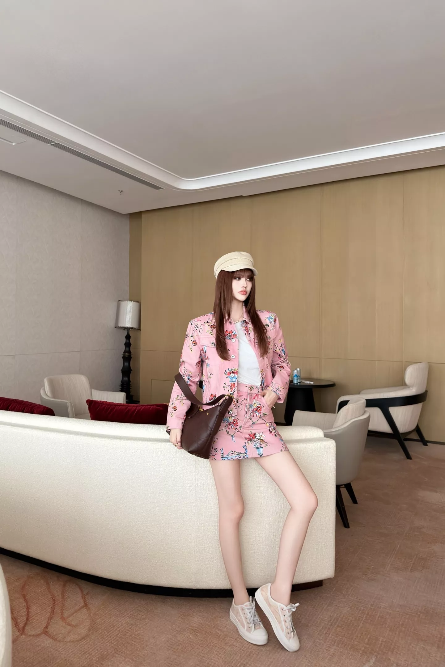 디올 핑크 플라워 프린트 데님 미니 스커트 상세 이미지 22