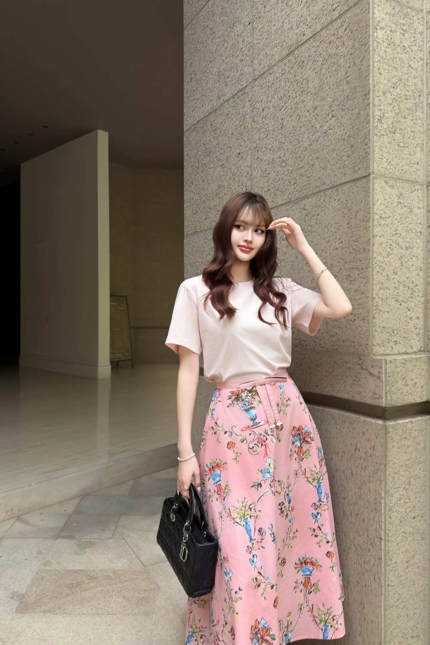 디올 플라워 프린트 하이웨이스트 A라인 스커트 상세 이미지 16