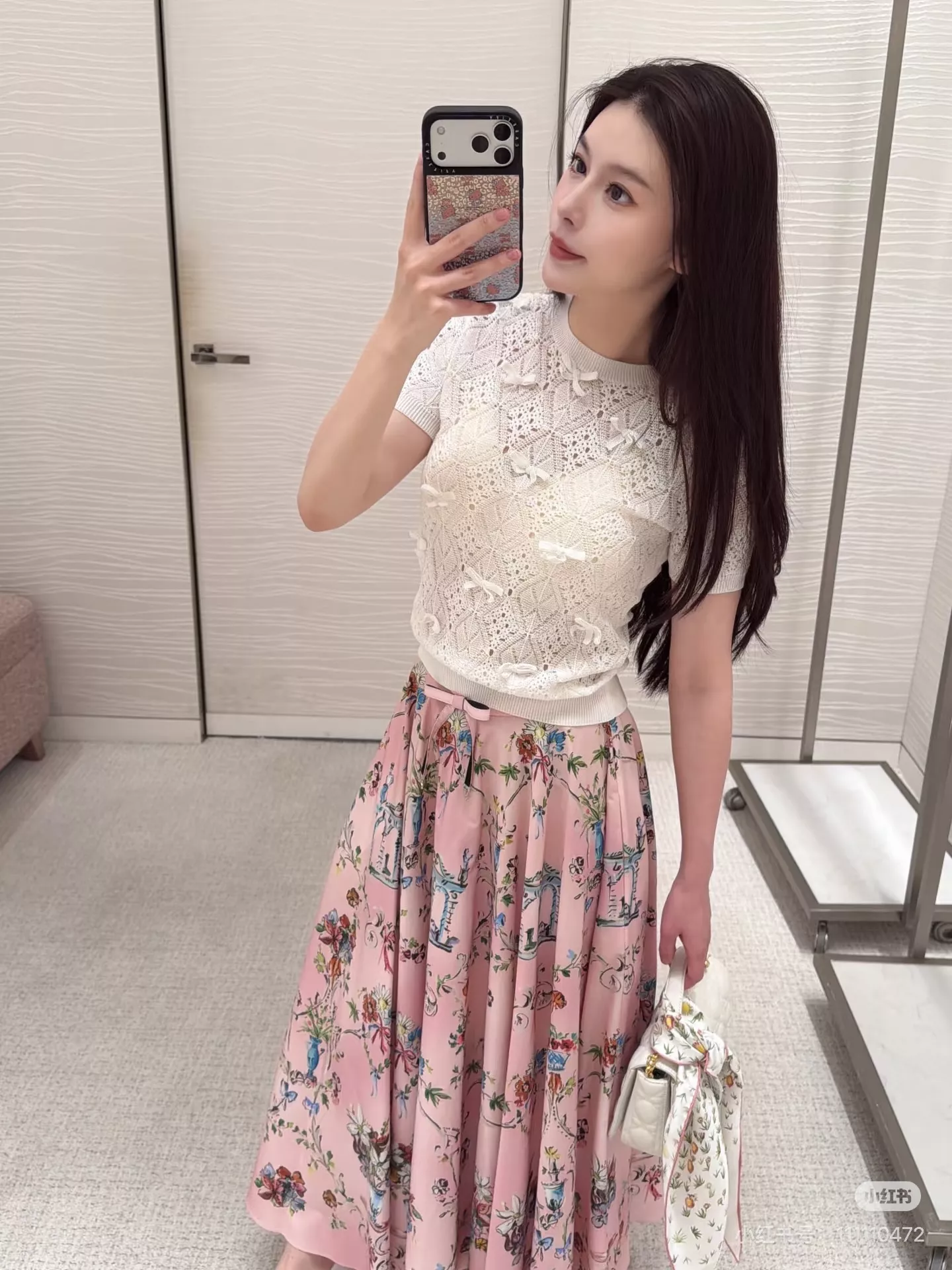 디올 플라워 프린트 하이웨이스트 A라인 스커트 상세 이미지 15