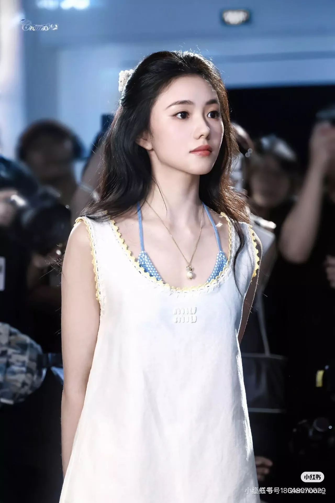 미우미우 레이스 디테일 민소매 원피스 상세 이미지 11
