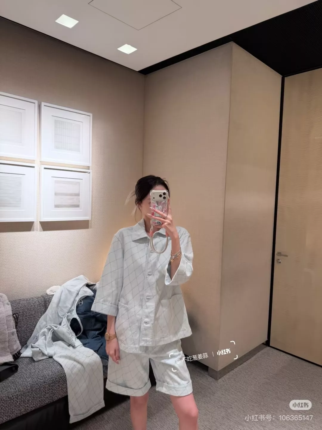 샤넬 다이아 퀼팅 데님 하프 팬츠 상세 이미지 11