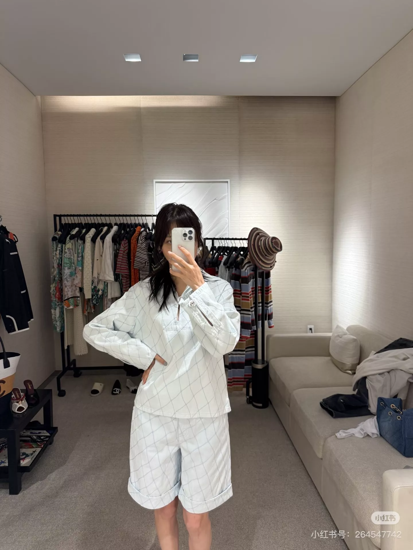 샤넬 다이아 퀼팅 패턴 데님 코튼 긴소매 셔츠 상세 이미지 13