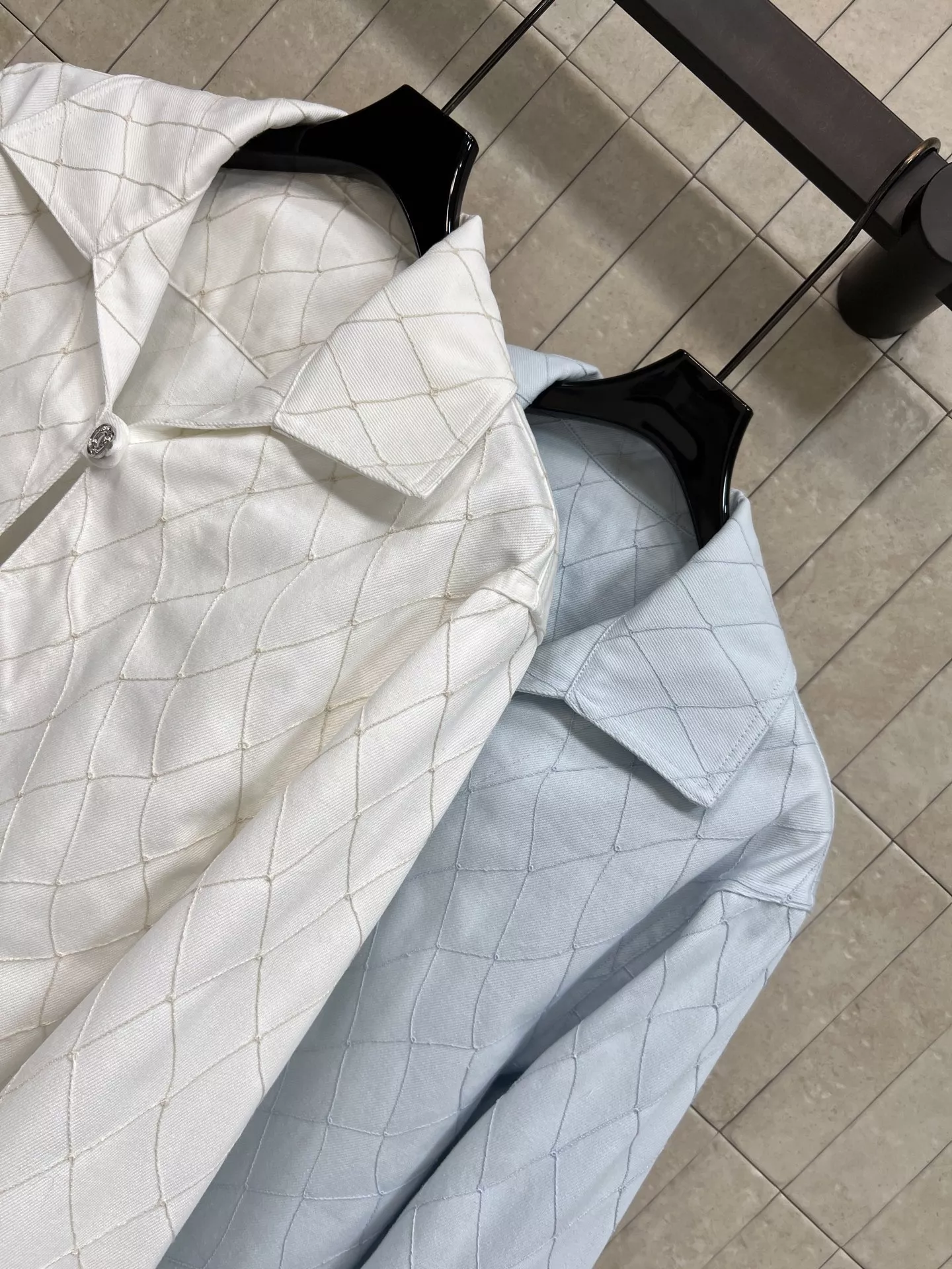 샤넬 다이아 퀼팅 패턴 데님 코튼 긴소매 셔츠 상세 이미지 6