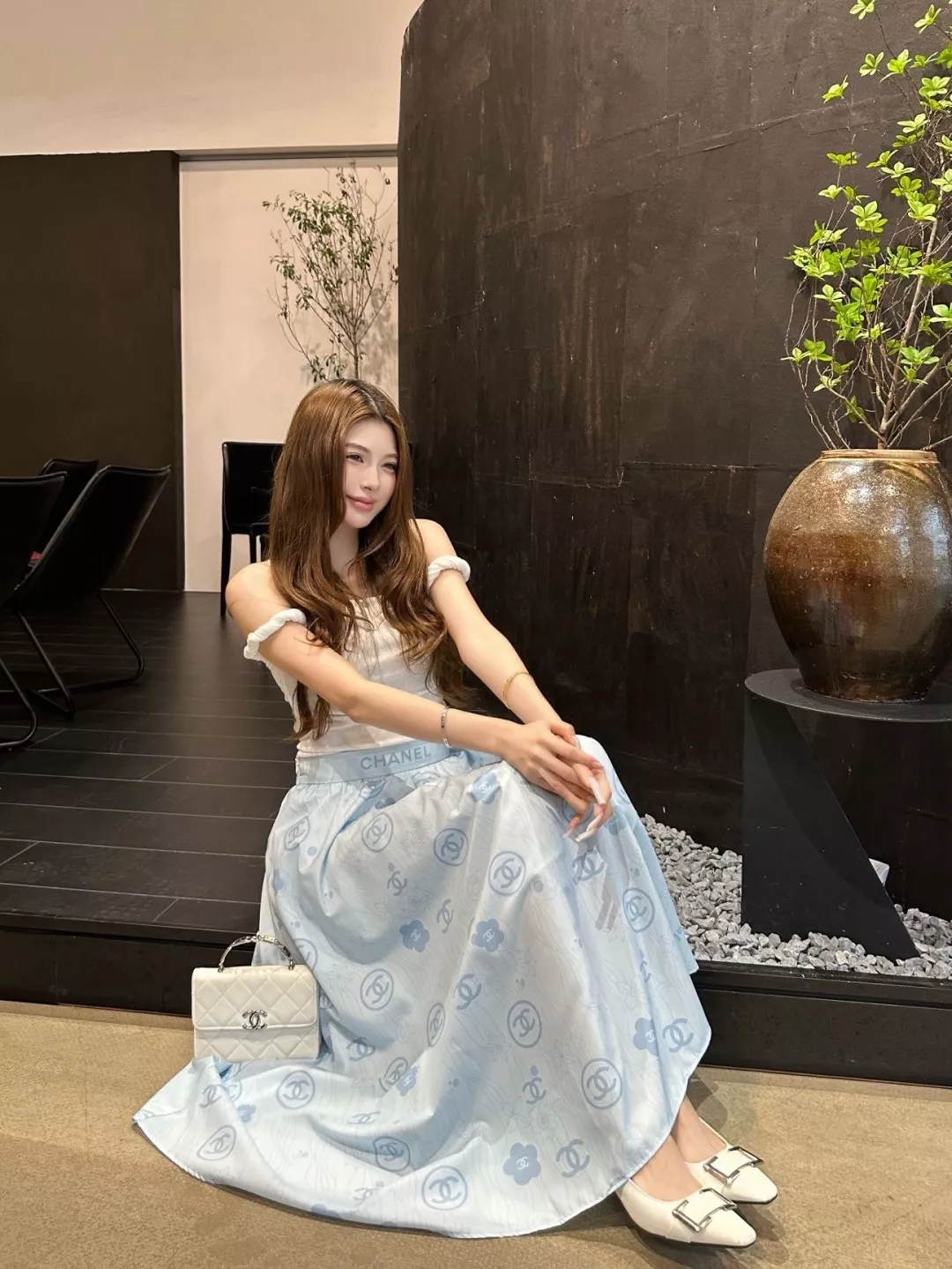 샤넬 하이웨이스트 프린트 A라인 스커트 상세 이미지 16