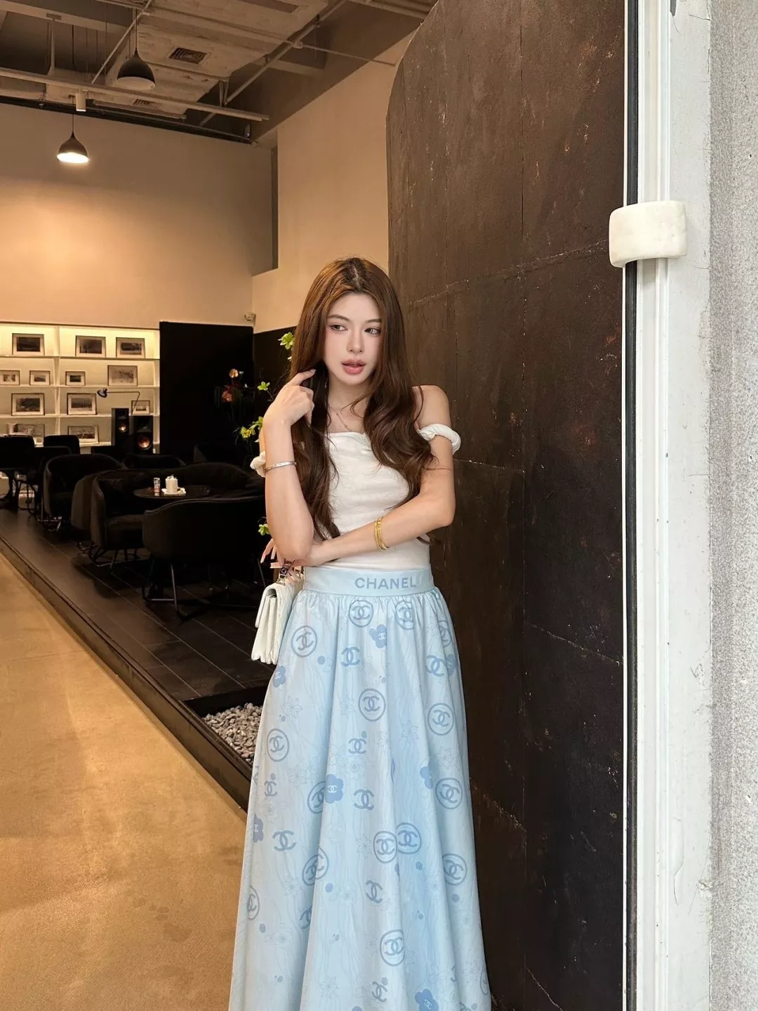 샤넬 하이웨이스트 프린트 A라인 스커트 상세 이미지 18