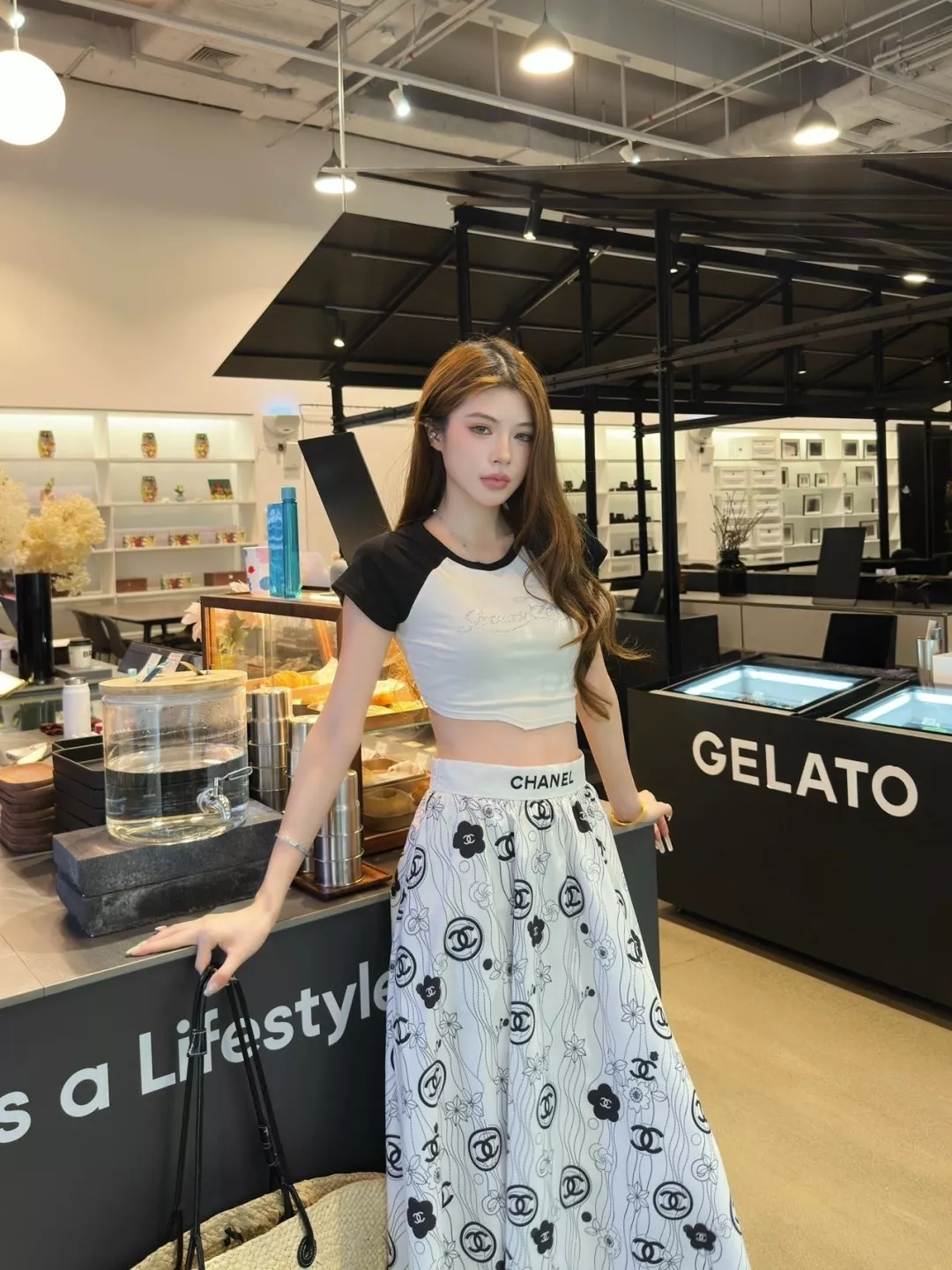샤넬 하이웨이스트 프린트 A라인 스커트 상세 이미지 27