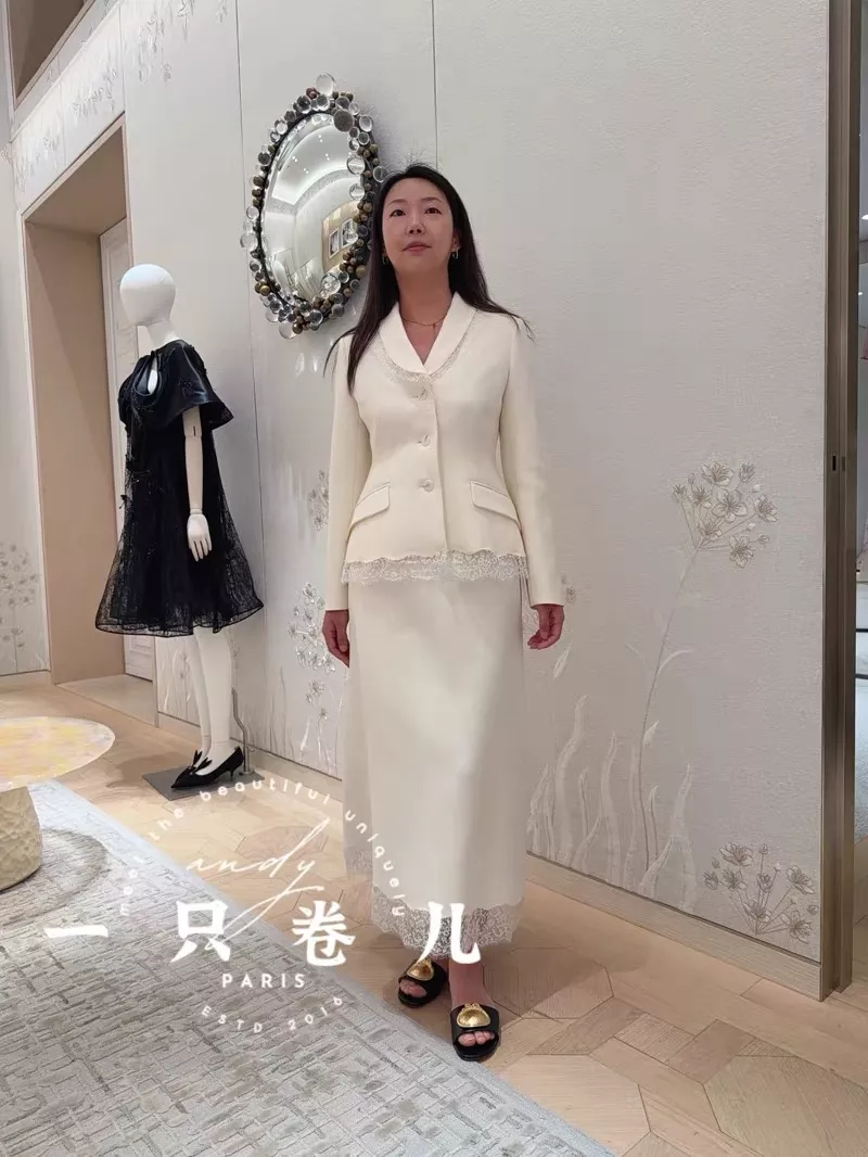 디올 레이스 배색 디테일 여성 재킷 상세 이미지 24