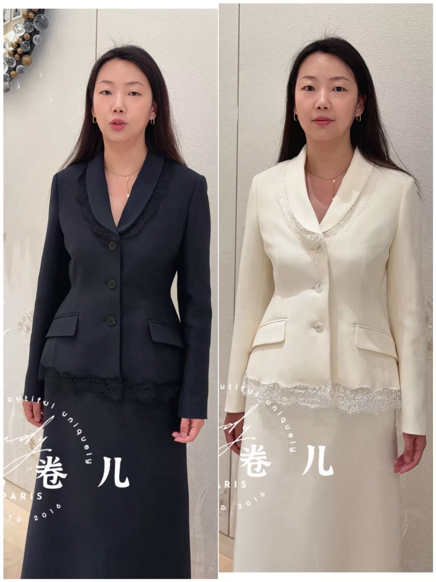 디올 레이스 배색 디테일 여성 재킷 상세 이미지 23