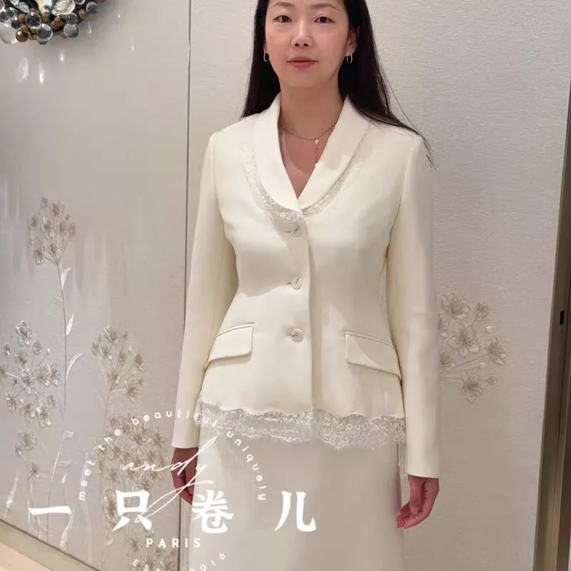 디올 레이스 배색 디테일 여성 재킷 상세 이미지 20